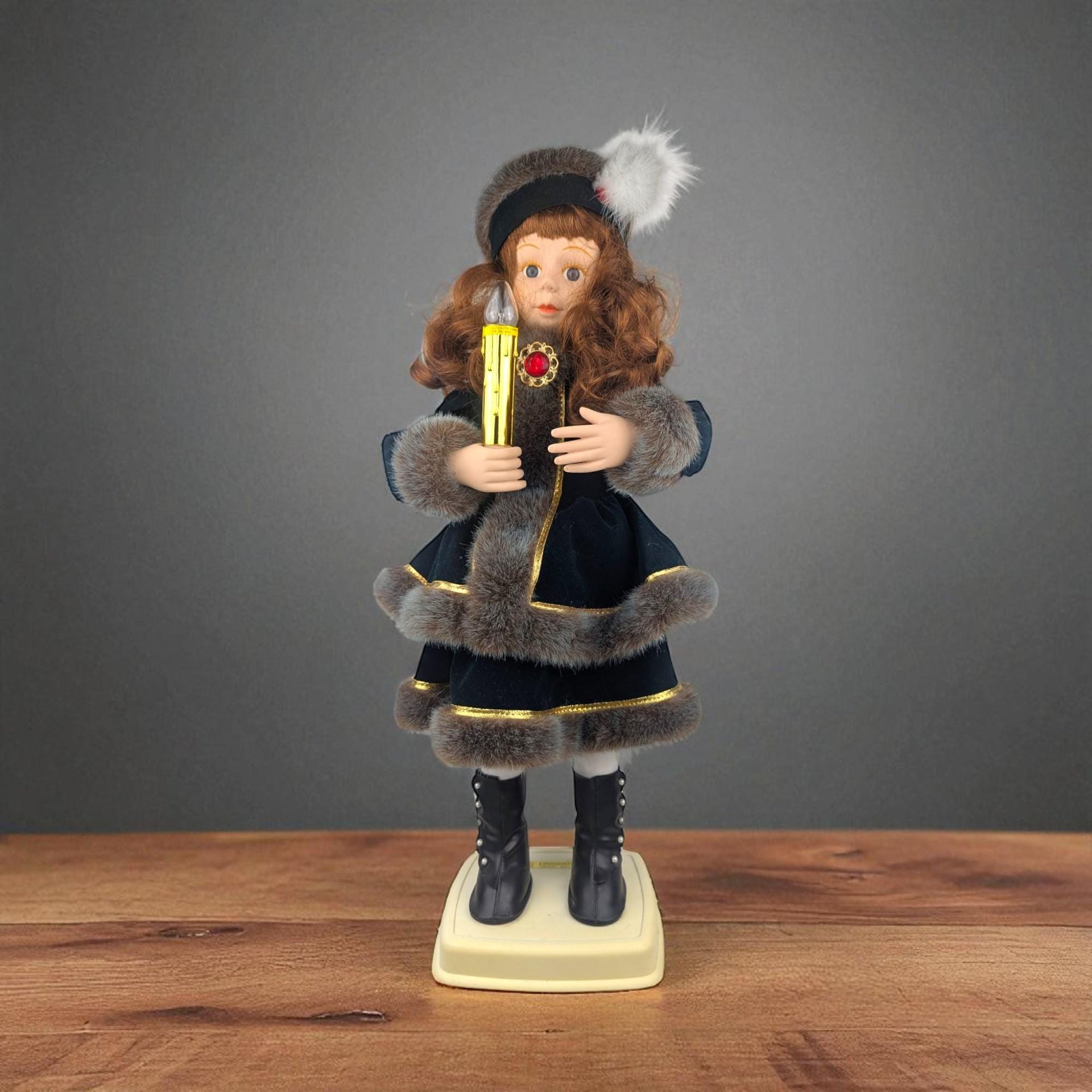 Vintage 1995 Telco Animated Caroler Girl: 25" Light-Up Victorian Christmas Doll