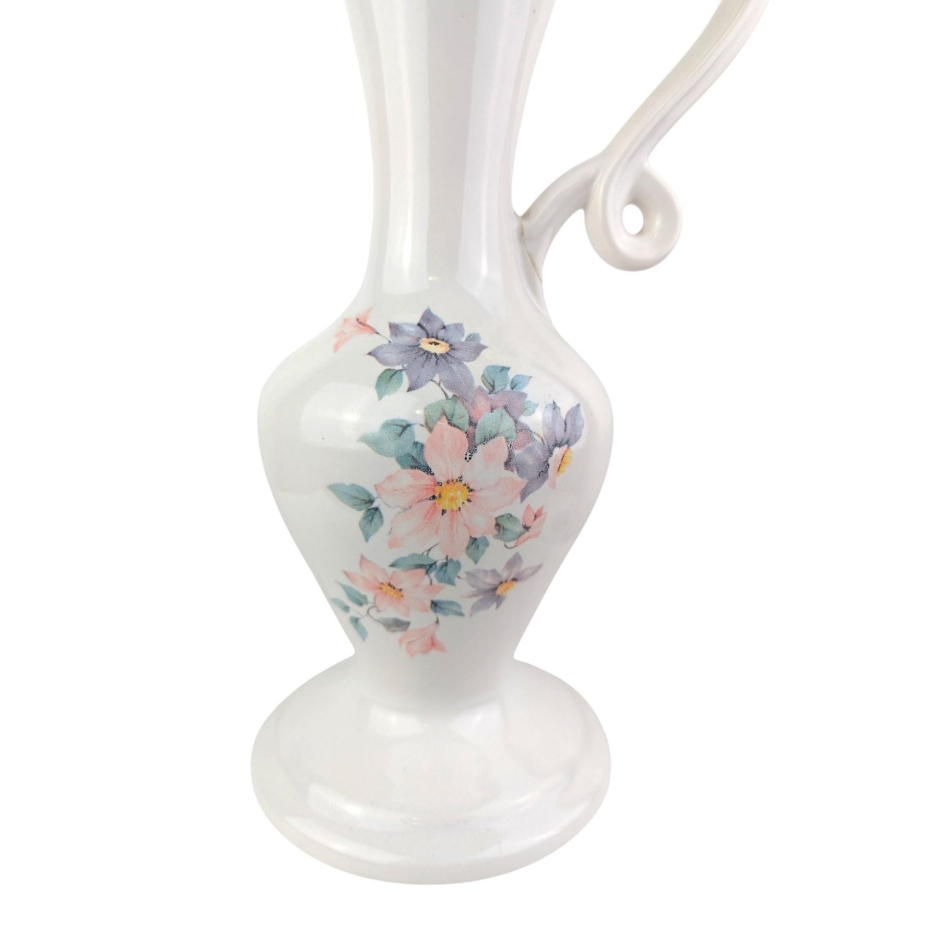 Vintage Royal Haeger Pitcher, White Ceramic Pitcher with Floral Design, Art Pottery, Mid-Century Modern, Vase, Home Decor