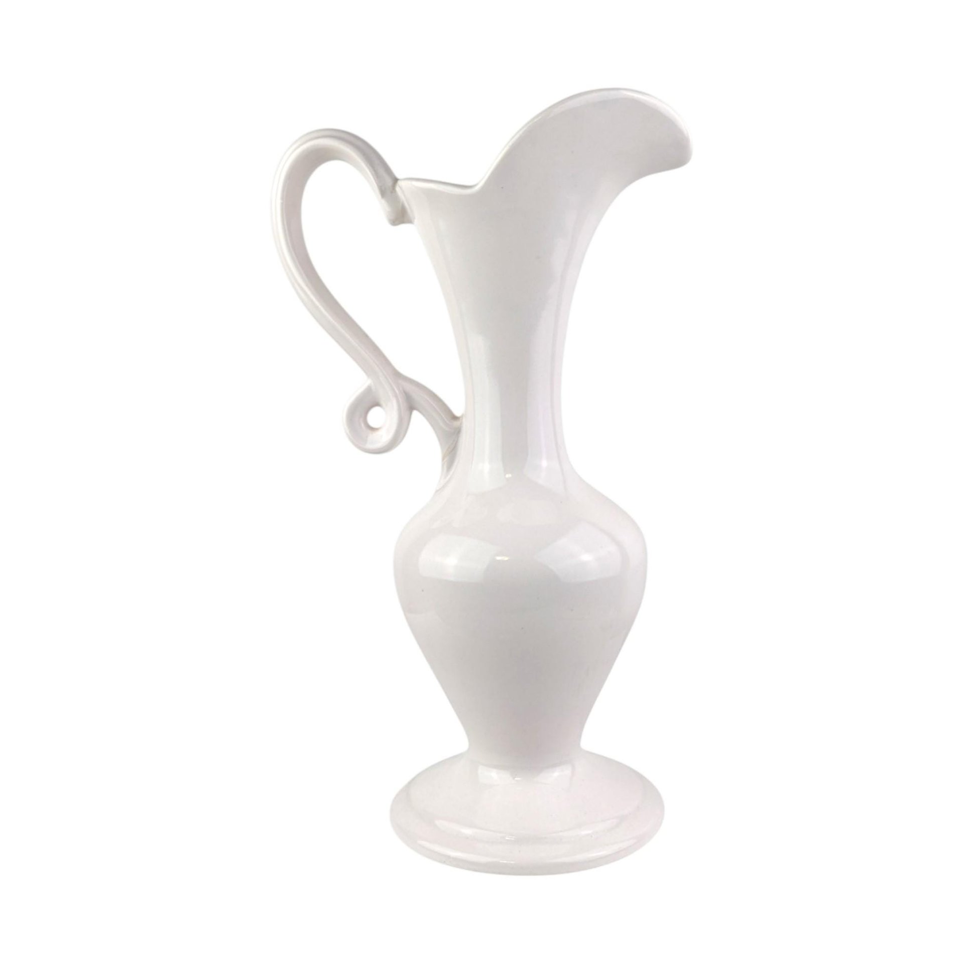 Vintage Royal Haeger Pitcher, White Ceramic Pitcher with Floral Design, Art Pottery, Mid-Century Modern, Vase, Home Decor