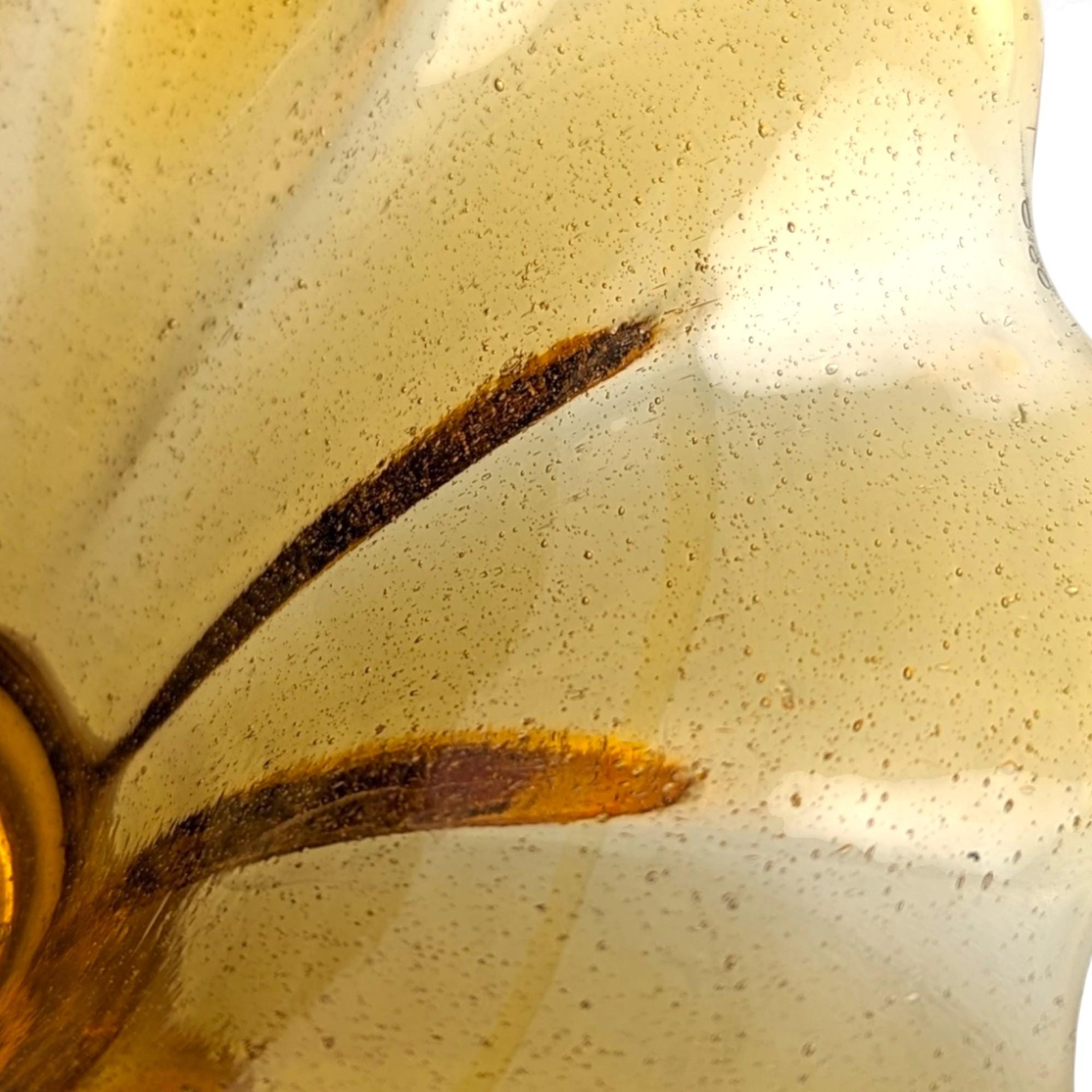 Vintage Amber Art Glass Basket: Mid Century Hand Blown Decor