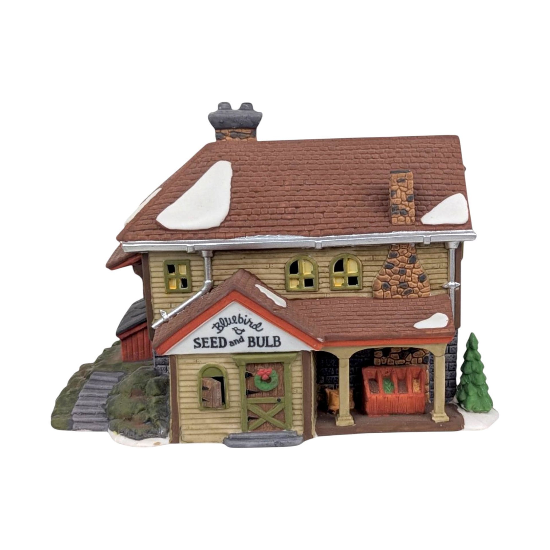 Vintage Dept 56 Bluebird Seed & Bulb Lighted Porcelain House - New England Village Christmas Display
