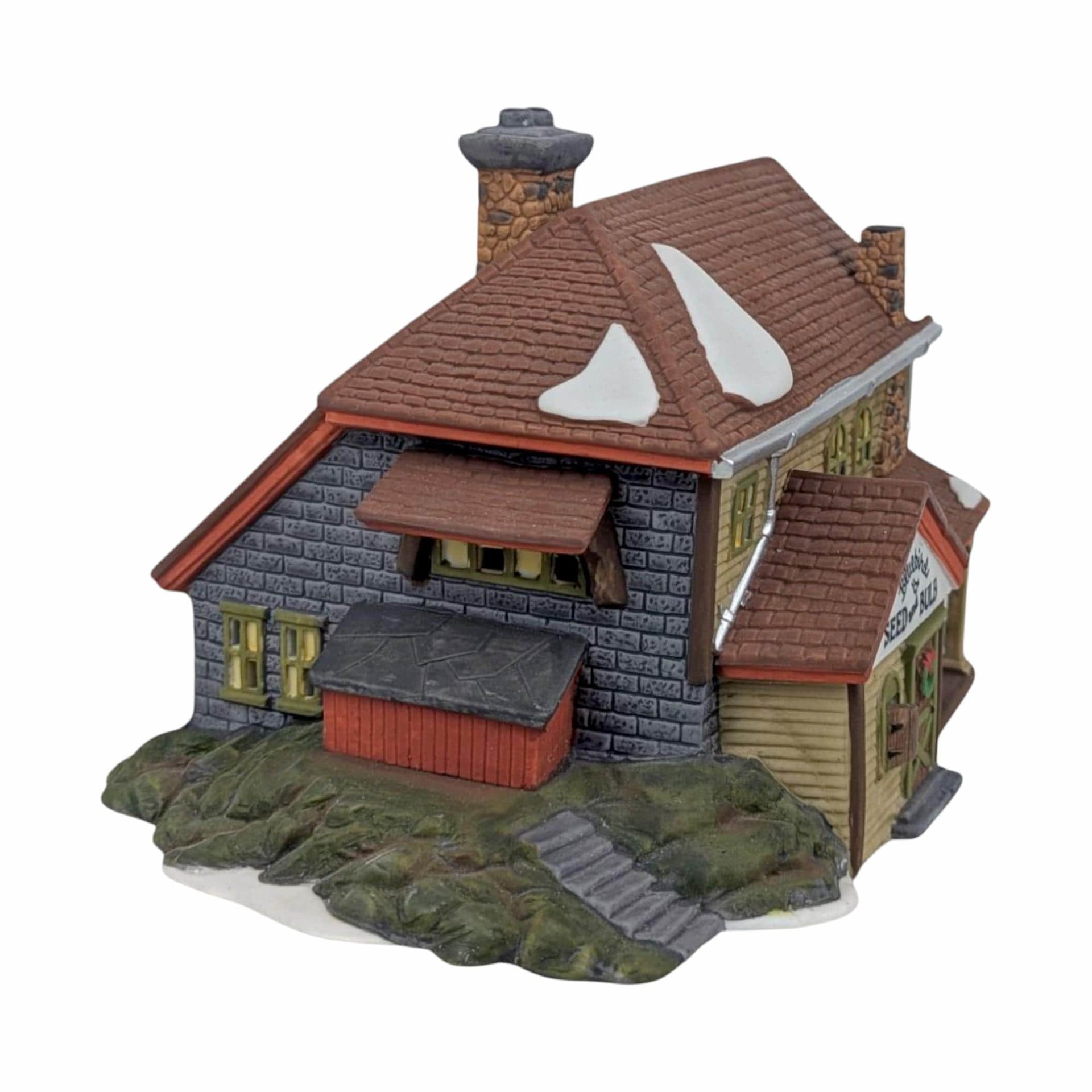 Vintage Dept 56 Bluebird Seed & Bulb Lighted Porcelain House - New England Village Christmas Display