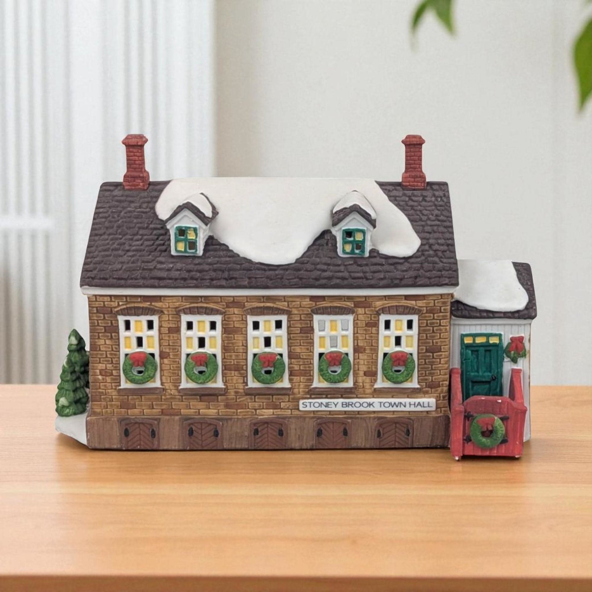 Vintage Dept 56 Stony Brook Town Hall: Lighted Porcelain New England Village