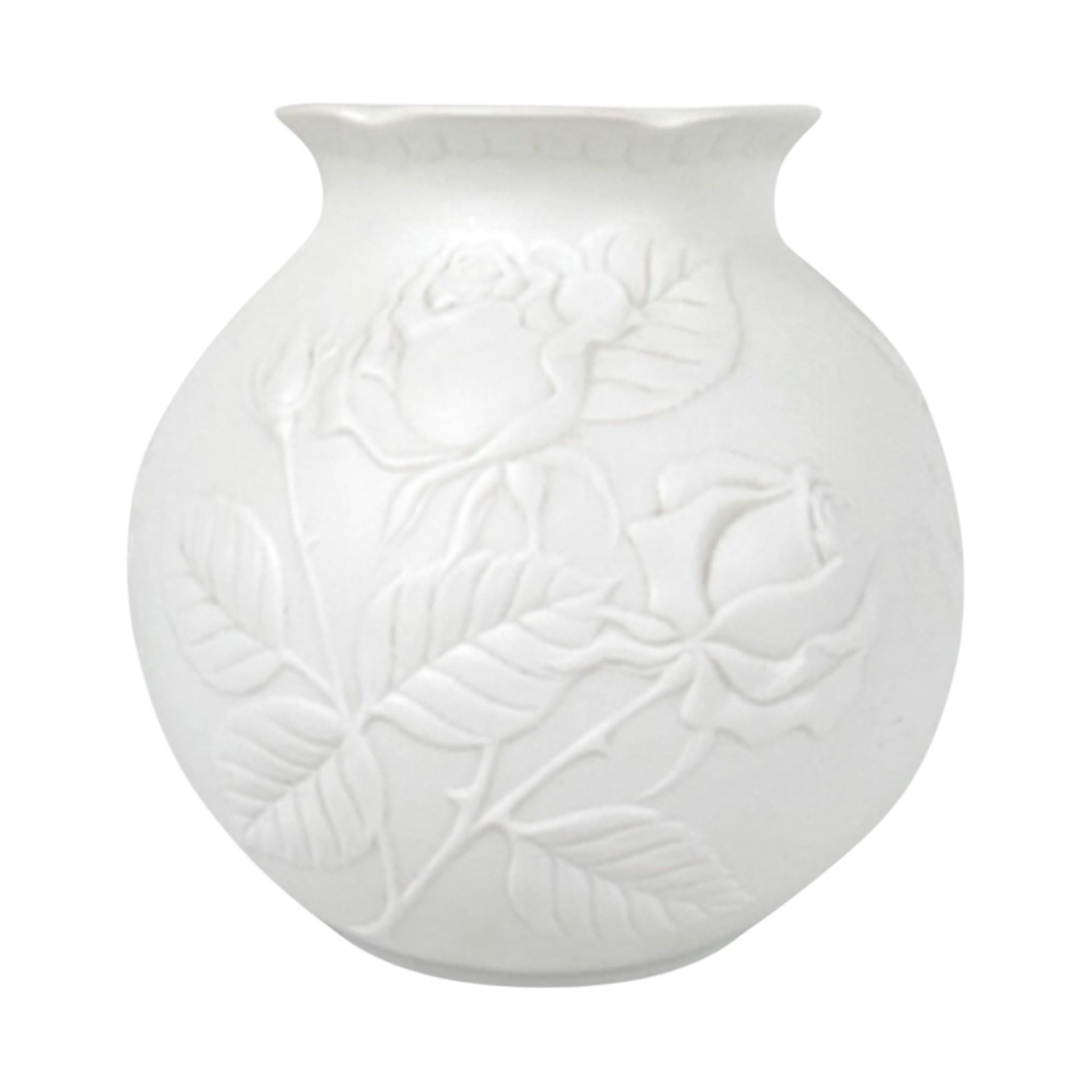 Vintage Kaiser Bisque Vase: Embossed Roses, 1980s Porcelain Decor