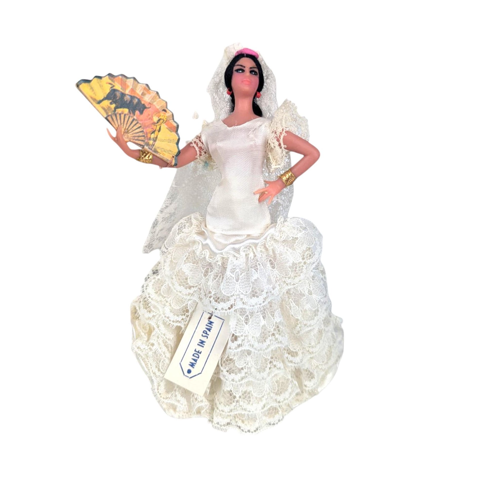 Vintage Spanish Flamenco Dancer Dolls: Lace Dress Folk Art Collectible
