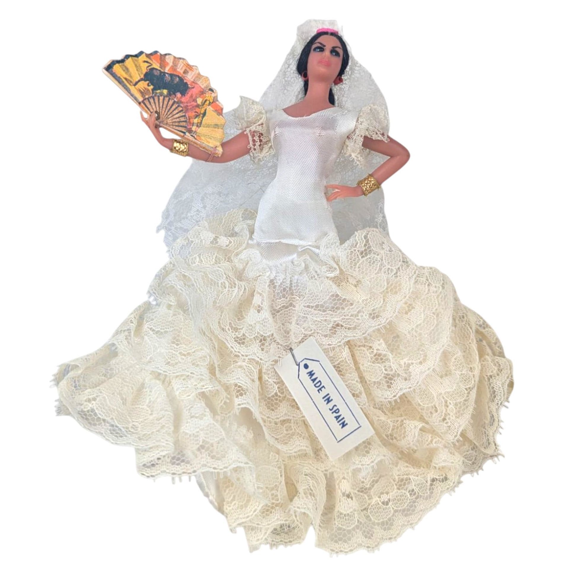 Vintage Spanish Flamenco Dancer Dolls: Lace Dress Folk Art Collectible