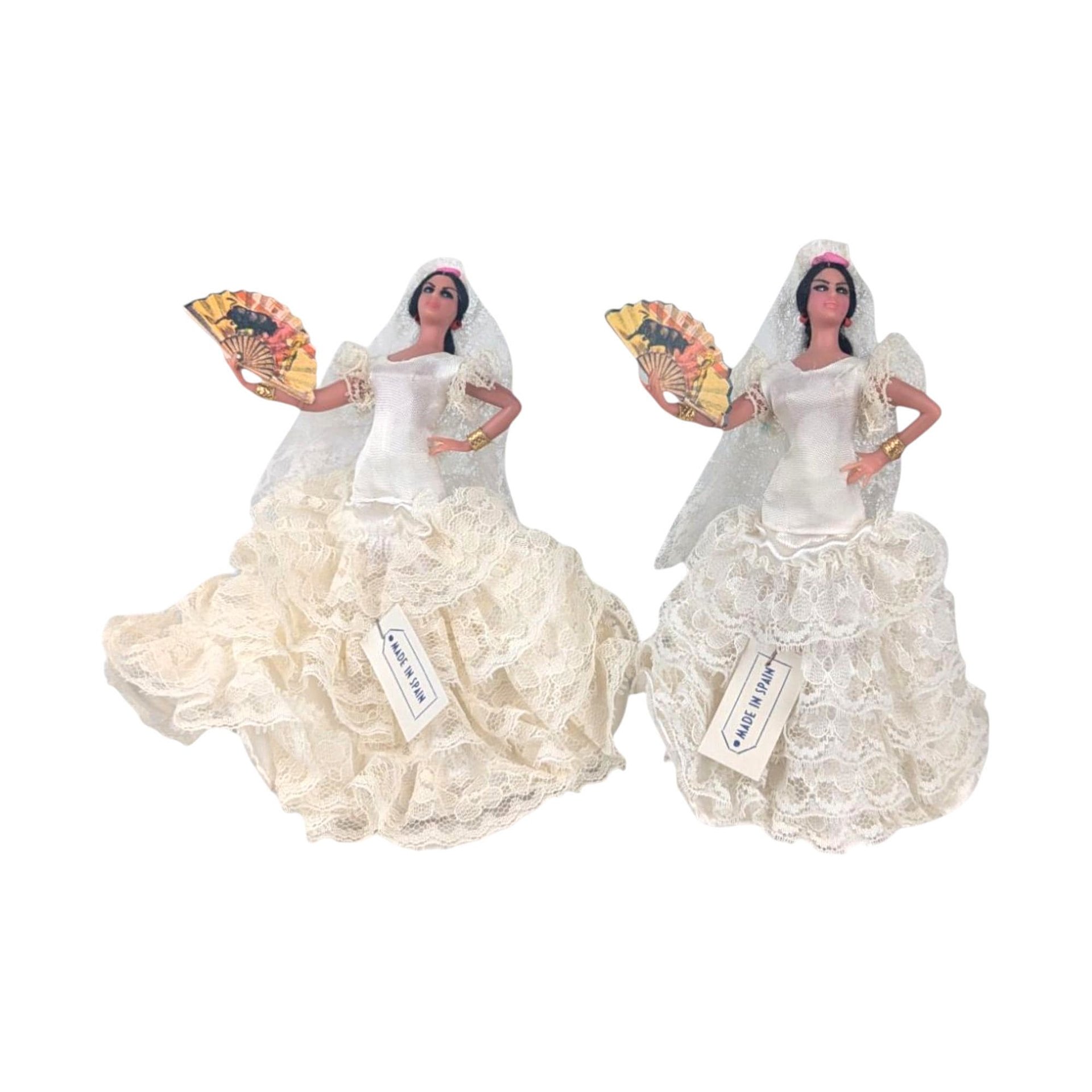 Vintage Spanish Flamenco Dancer Dolls: Lace Dress Folk Art Collectible