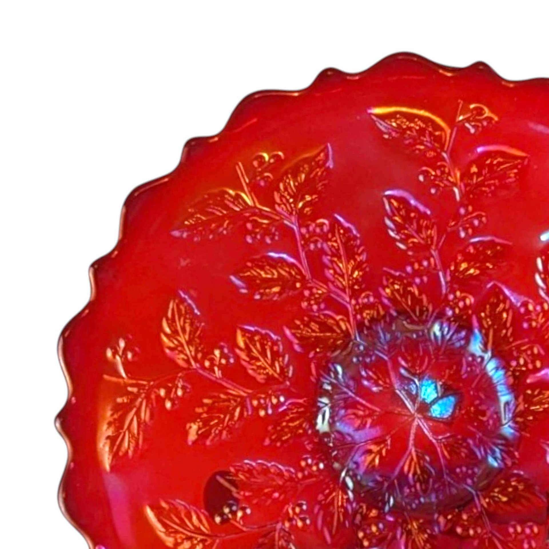 Vintage Fenton Red Carnival Glass 85th Birthday Plate: Collectible Home Decor