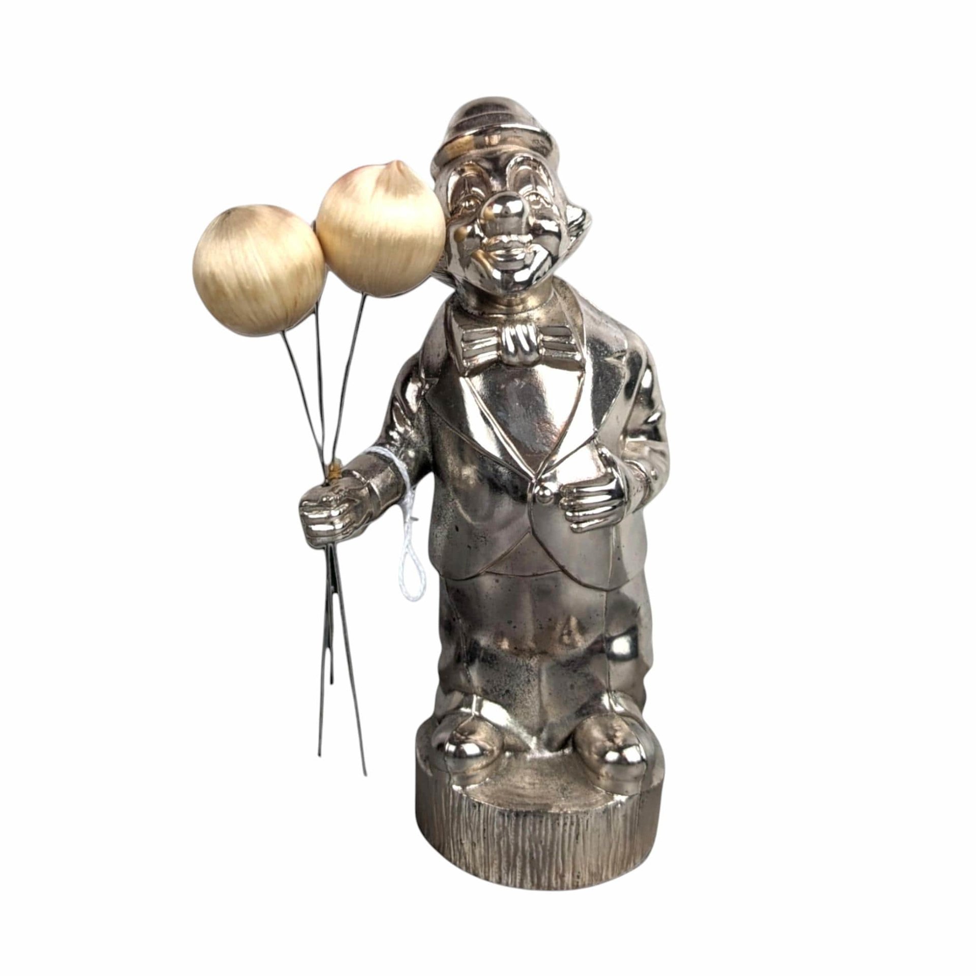 Vintage Silver-Tone Metal Clown Bank: Collectible Coin Bank