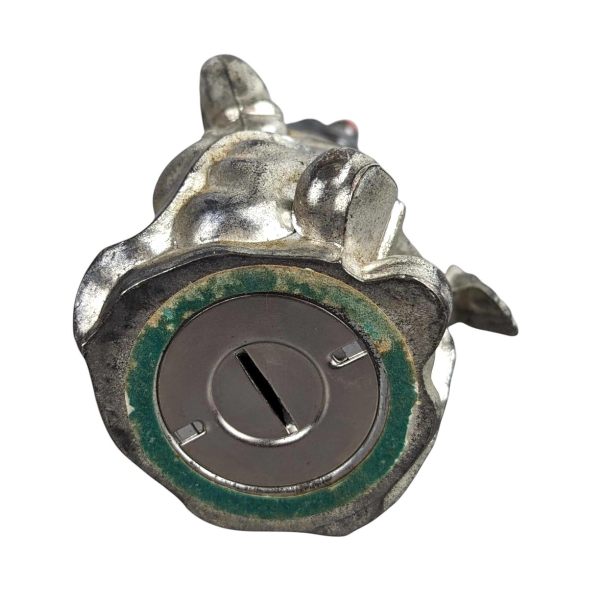 Vintage Silver Metal Clown Bank: Retro Coin Savings