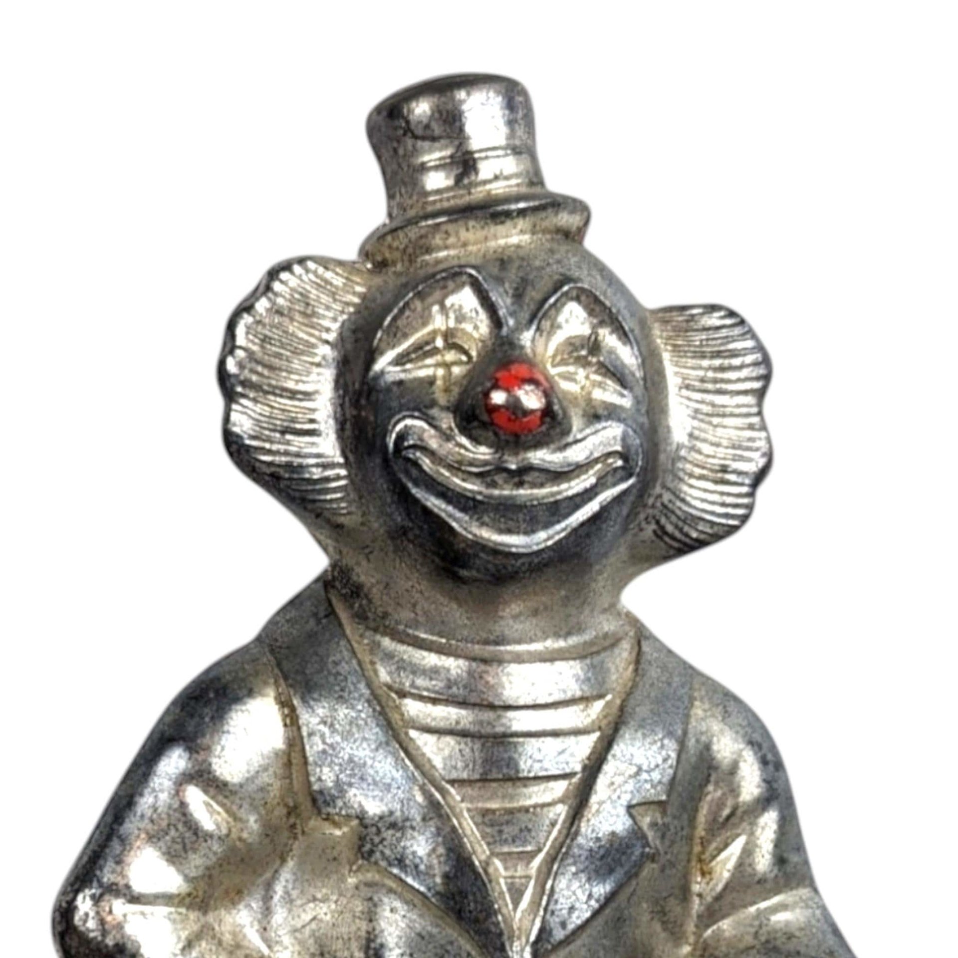 Vintage Silver Metal Clown Bank: Retro Coin Savings