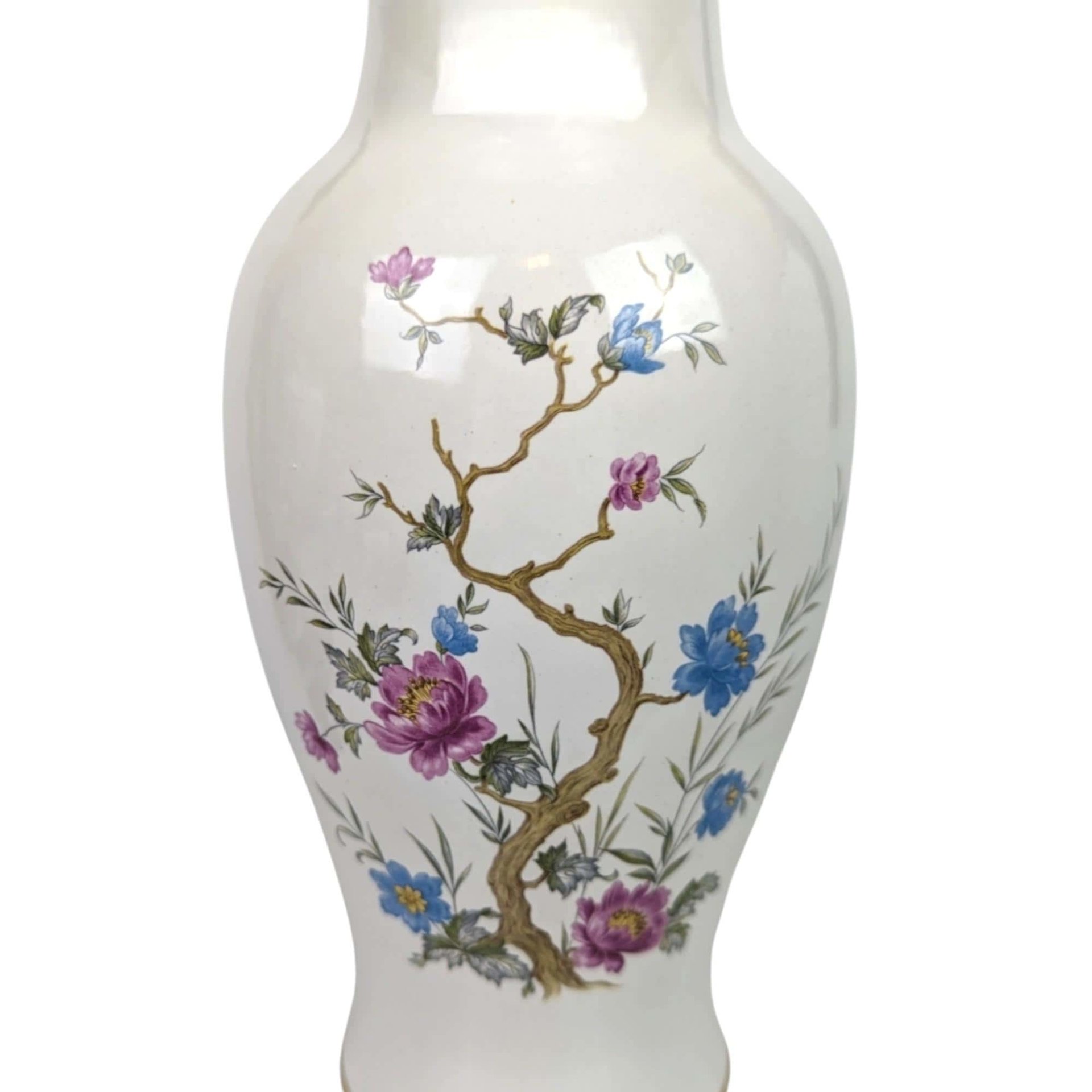 Vintage Royal Haeger Vase: White Ceramic with Gold Floral Trim