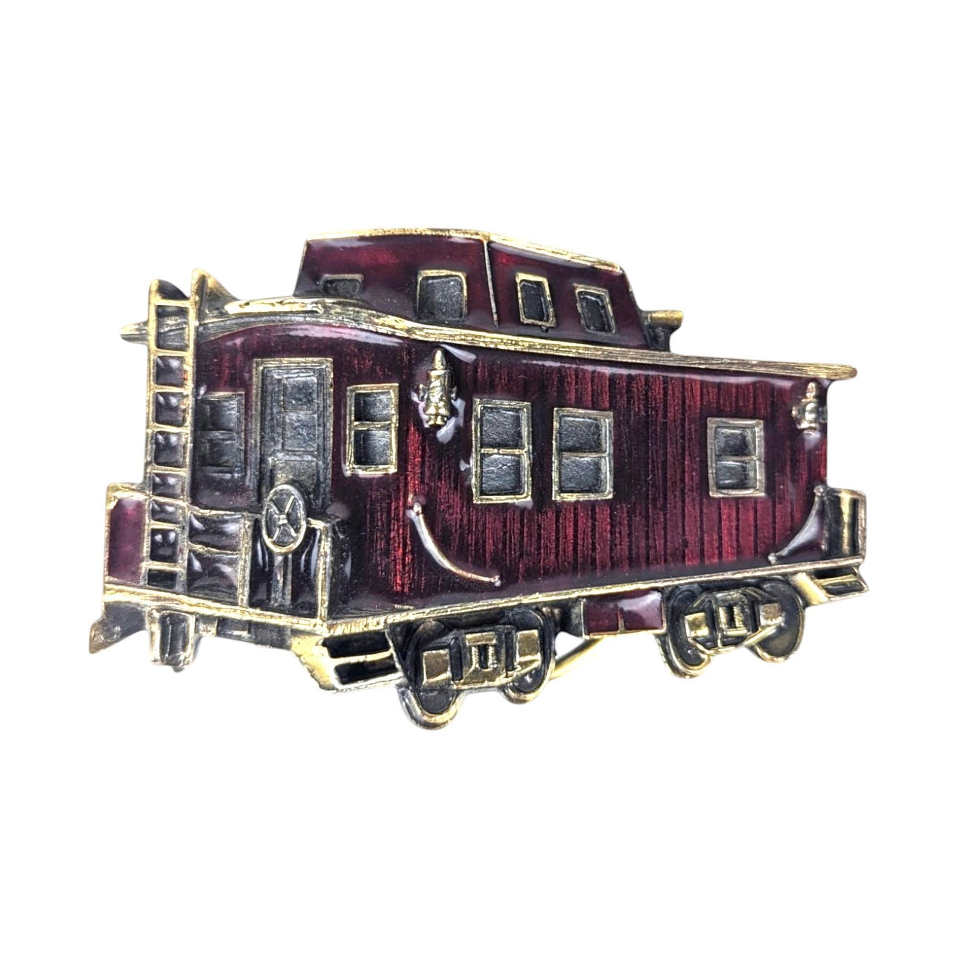 Vintage 1976 Chicago Caboose Belt Buckle: Brass & Enamel Train Memorabilia