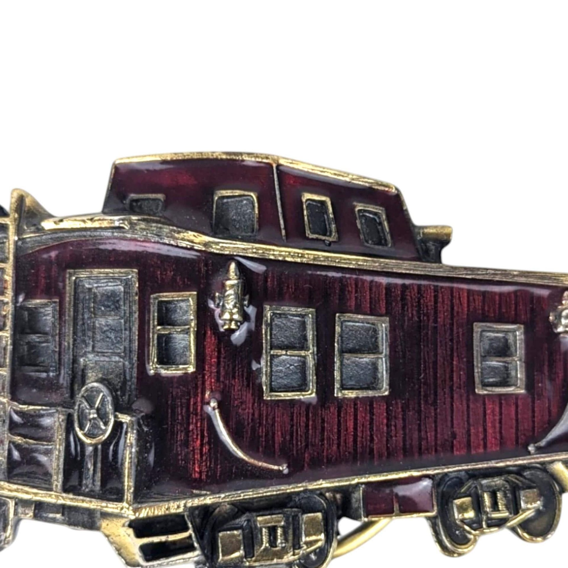 Vintage 1976 Chicago Caboose Belt Buckle: Brass & Enamel Train Memorabilia