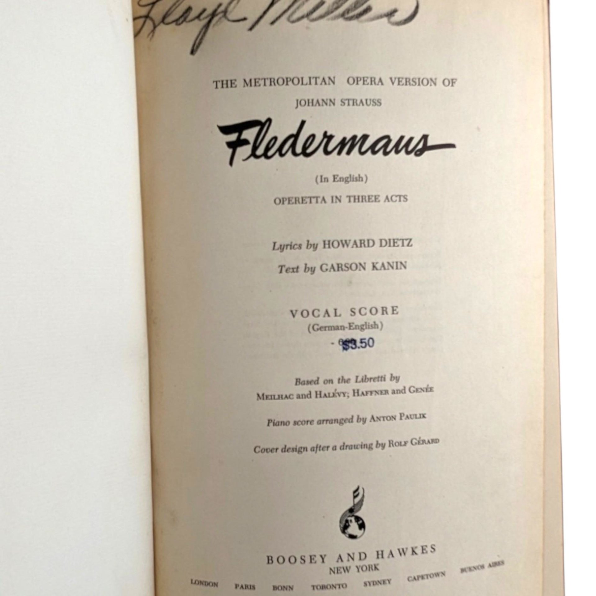 Vintage 1951 Fledermaus Vocal Score: Johann Strauss Metropolitan Opera Sheet Music
