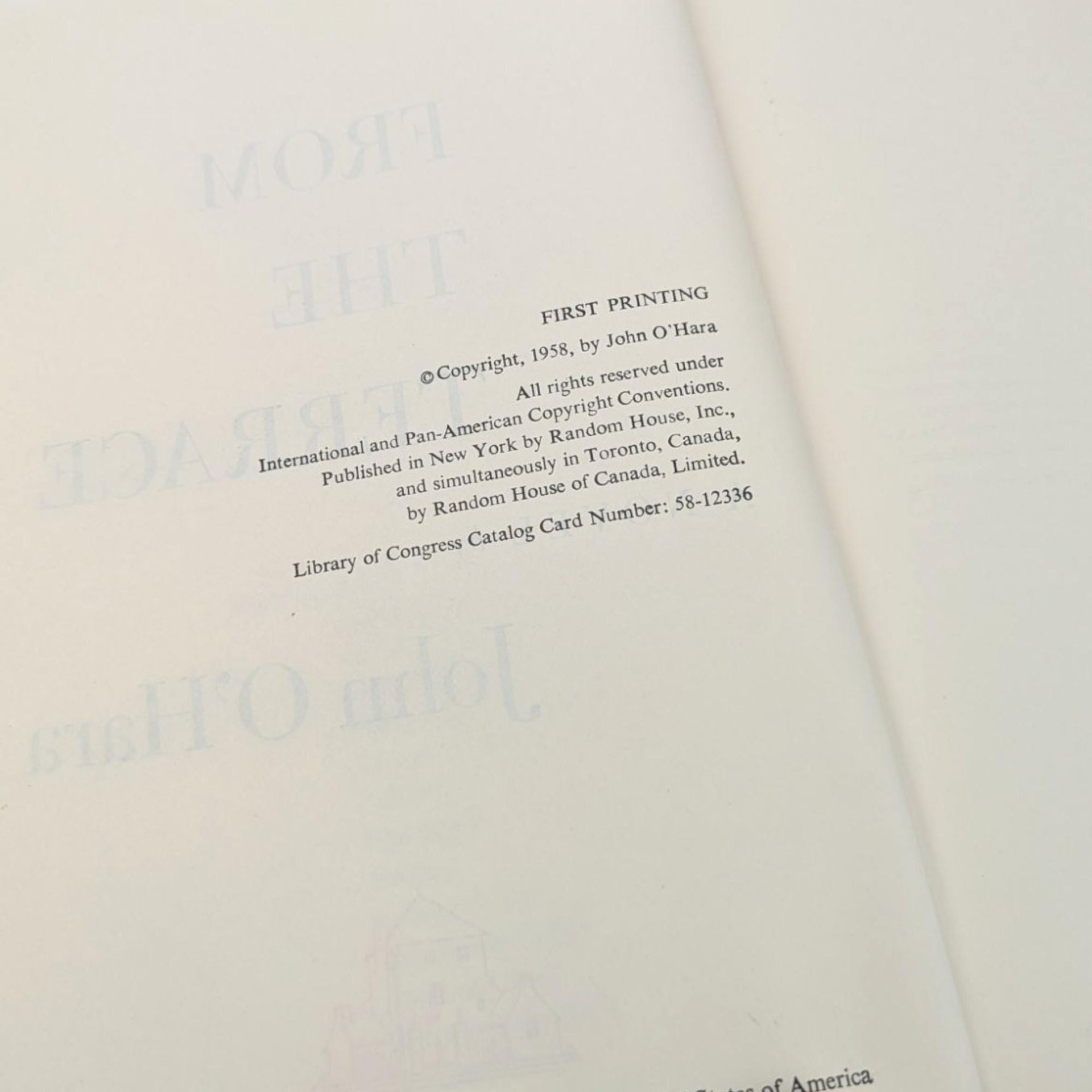 Vintage 1958 From The Terrace Novel: John O'Hara First Printing Hardcover