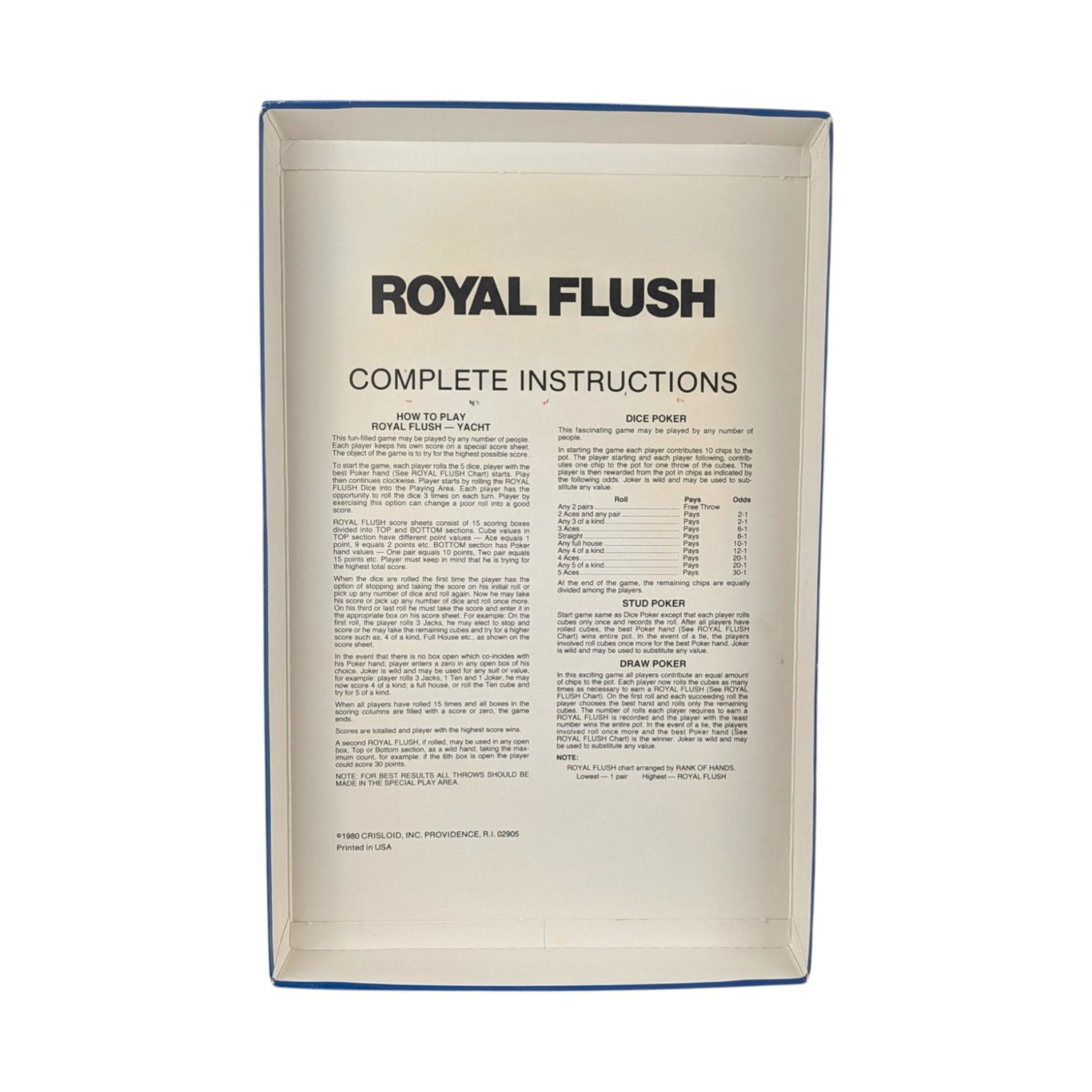 Vintage 1980 Royal Flush Poker Game by Crisloid - Complete Retro Set