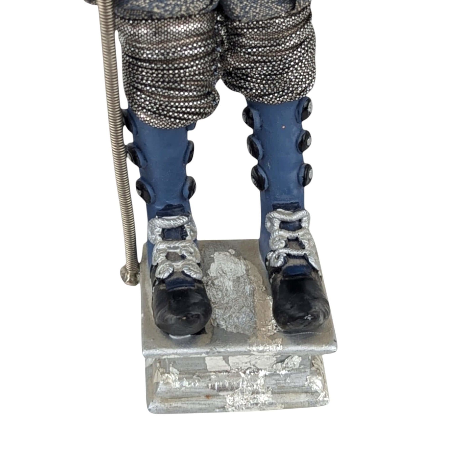 Vintage Santa's Elf Jester Figure: Whimsical Blue Christmas Decor