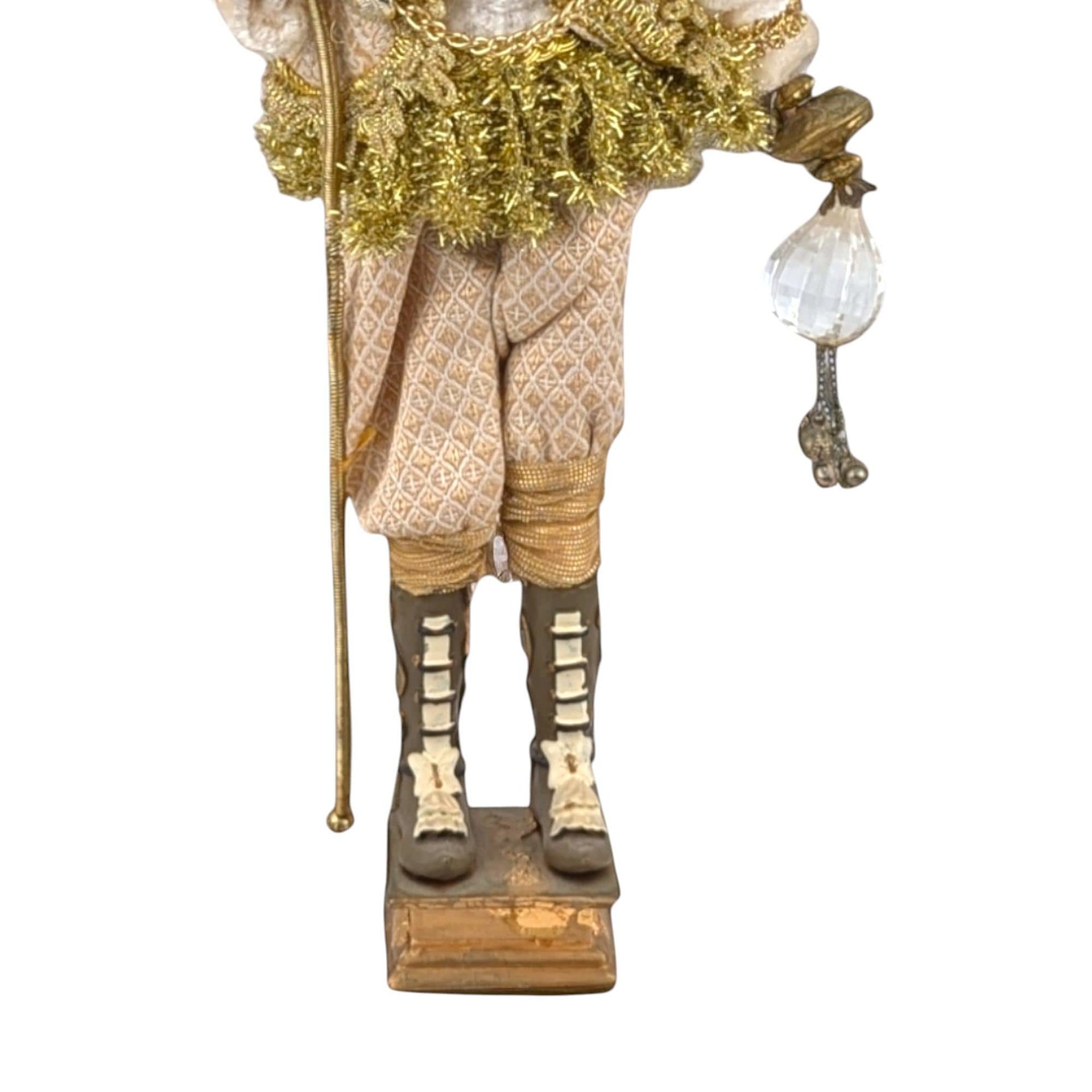 Vintage Gold Santa Elf Figure: Whimsical Christmas Decor
