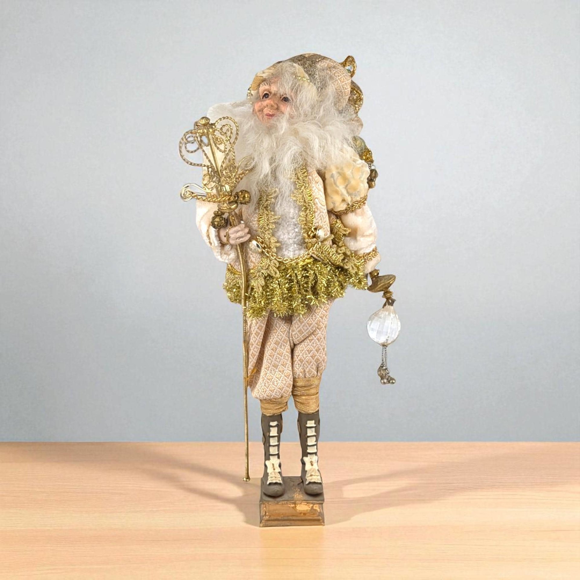 Vintage Gold Santa Elf Figure: Whimsical Christmas Decor