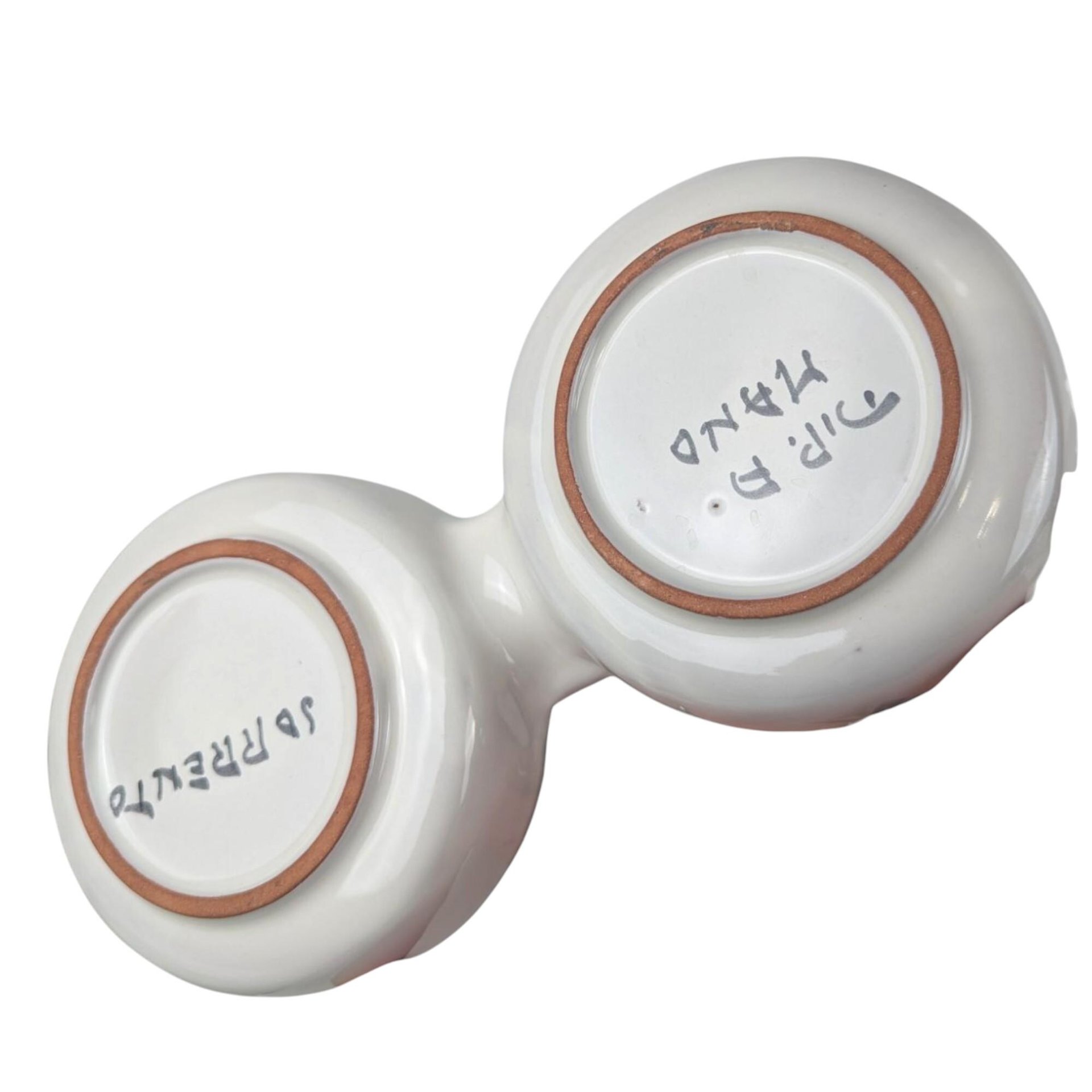 Vintage Italian Pottery Cruet Set: Hand-Painted Oil & Vinegar Bottles