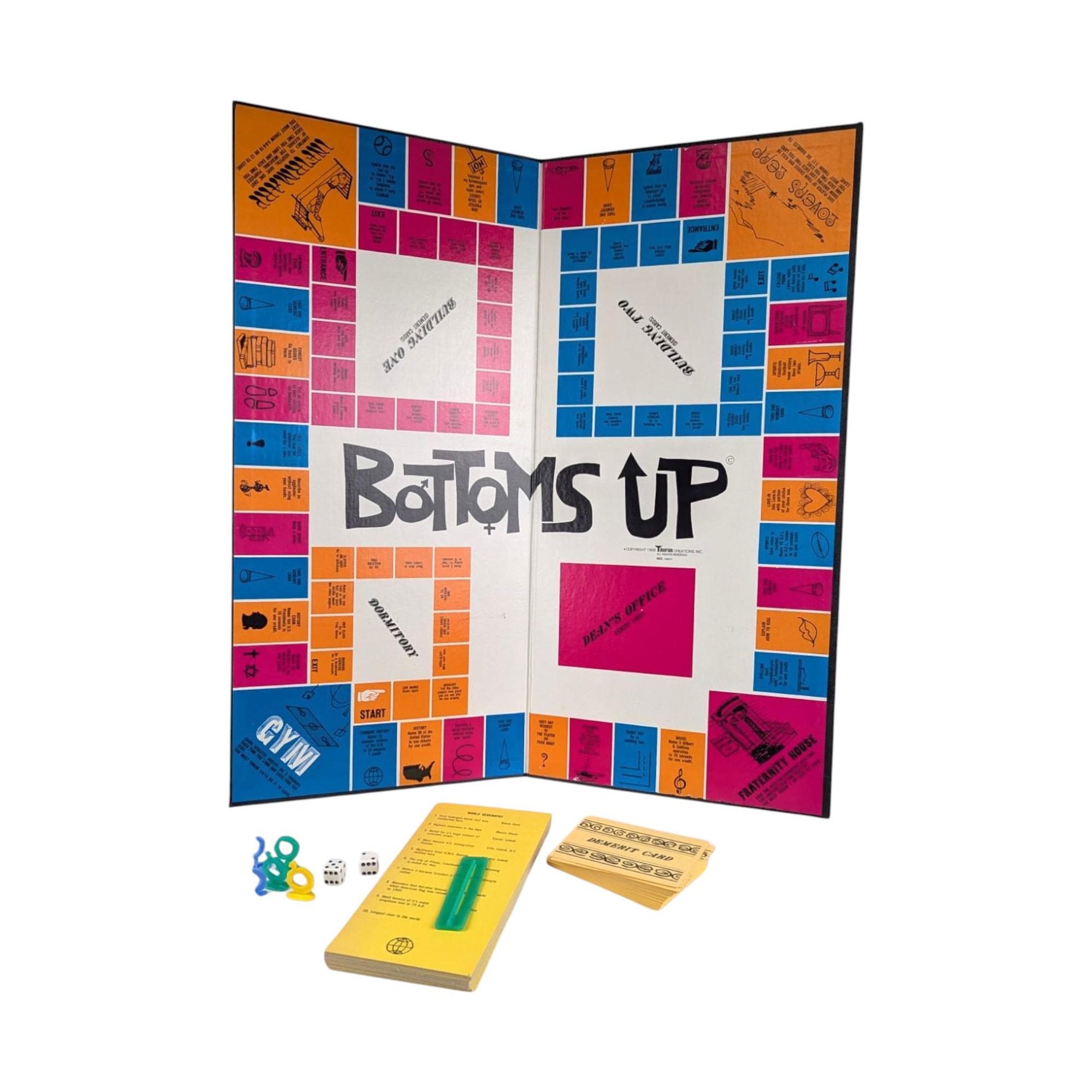 Vintage 1969 Bottoms Up Board Game: 60s Adult Party Gag Gift