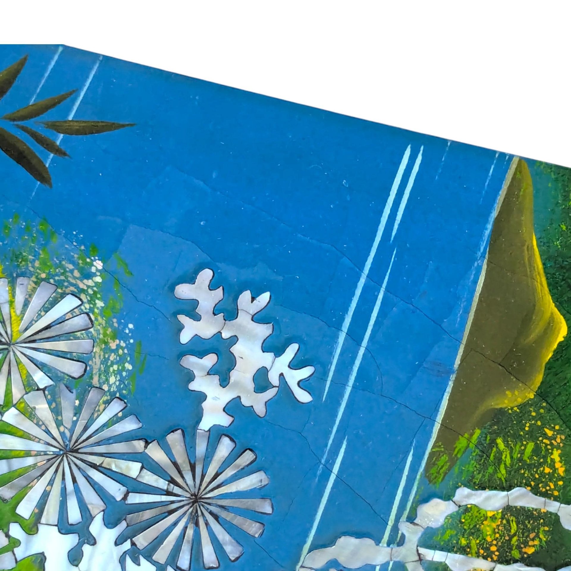 Vintage Mother of Pearl Inlay Panel, Large Asian Lacquer Wall Art with Cranes, Scenic Bird Wall Hanging, Oriental Decor