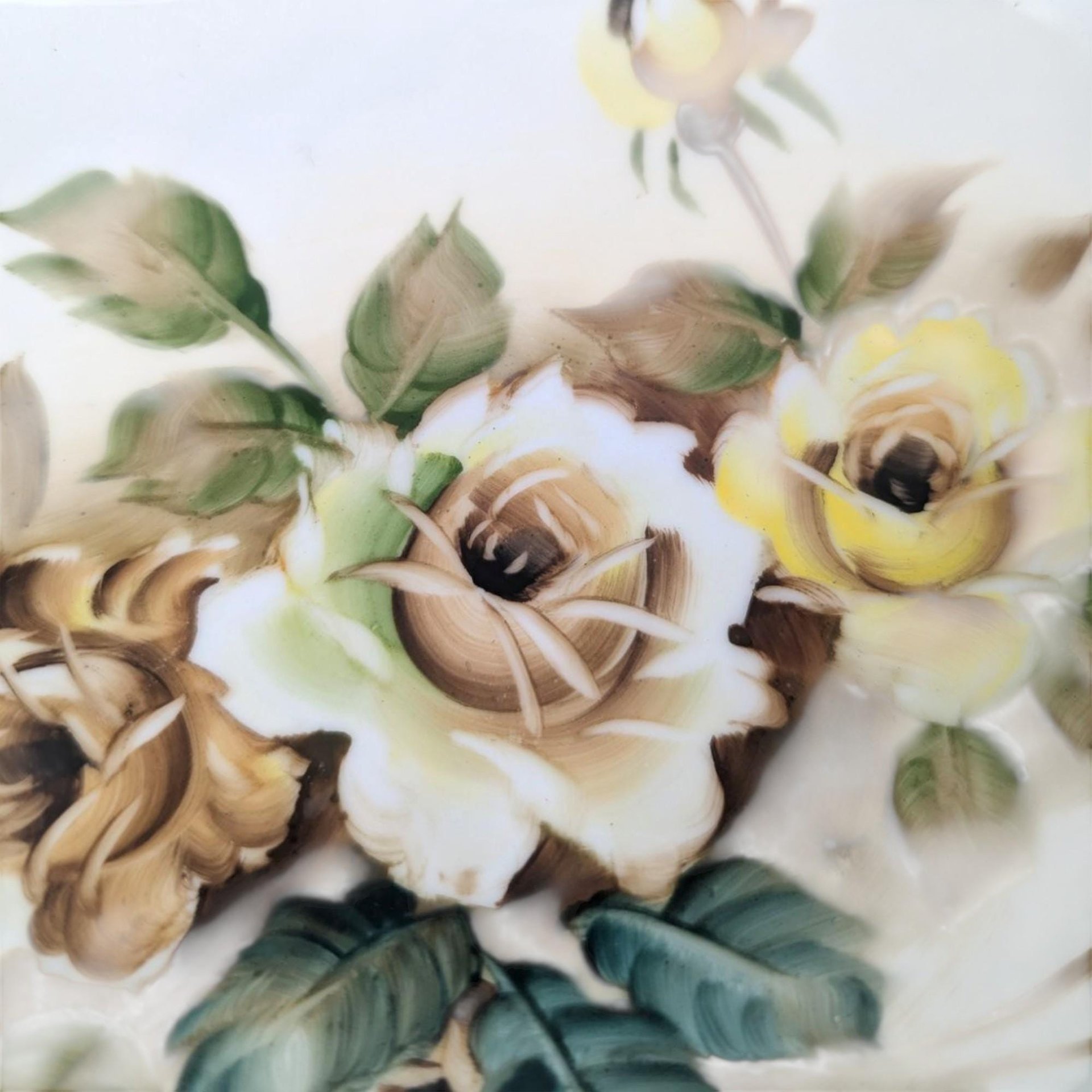 Vintage Ucagco Floral Trinket Dish: Hand Painted Roses, Gold Trim