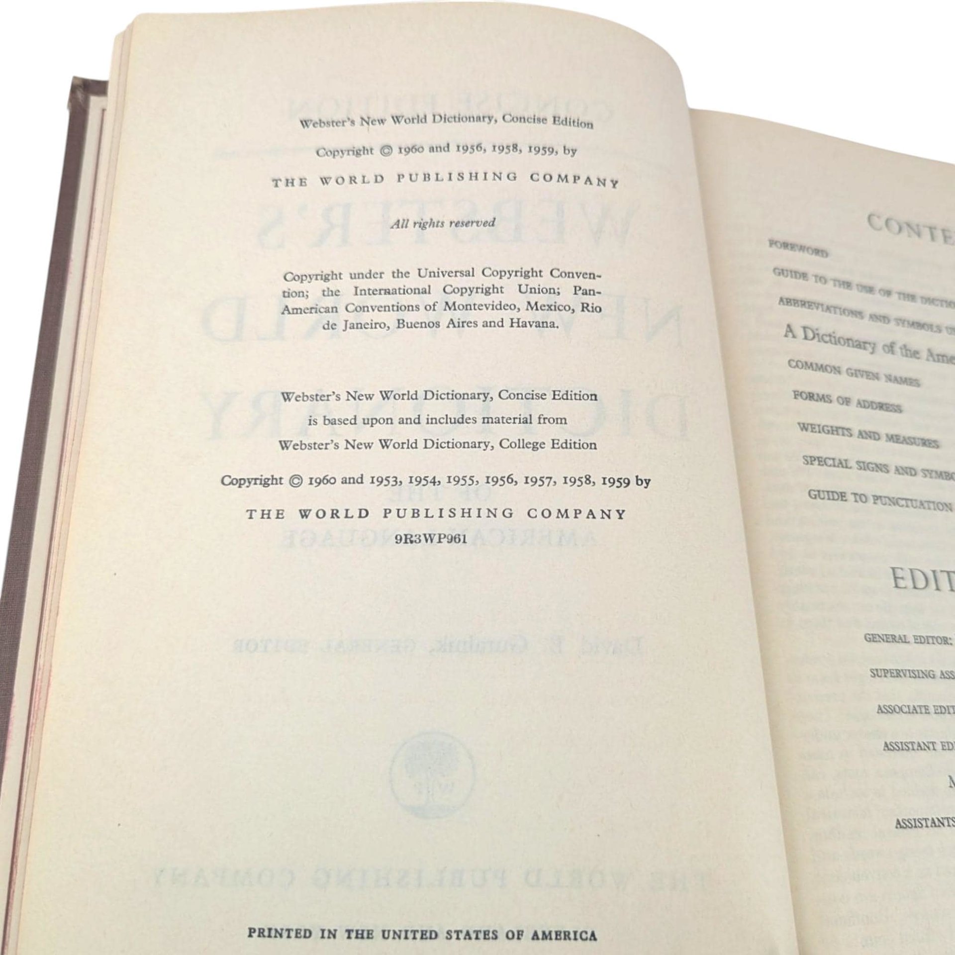 1959 Webster's Dictionary: Vintage Mid-Century Hardcover Reference Book