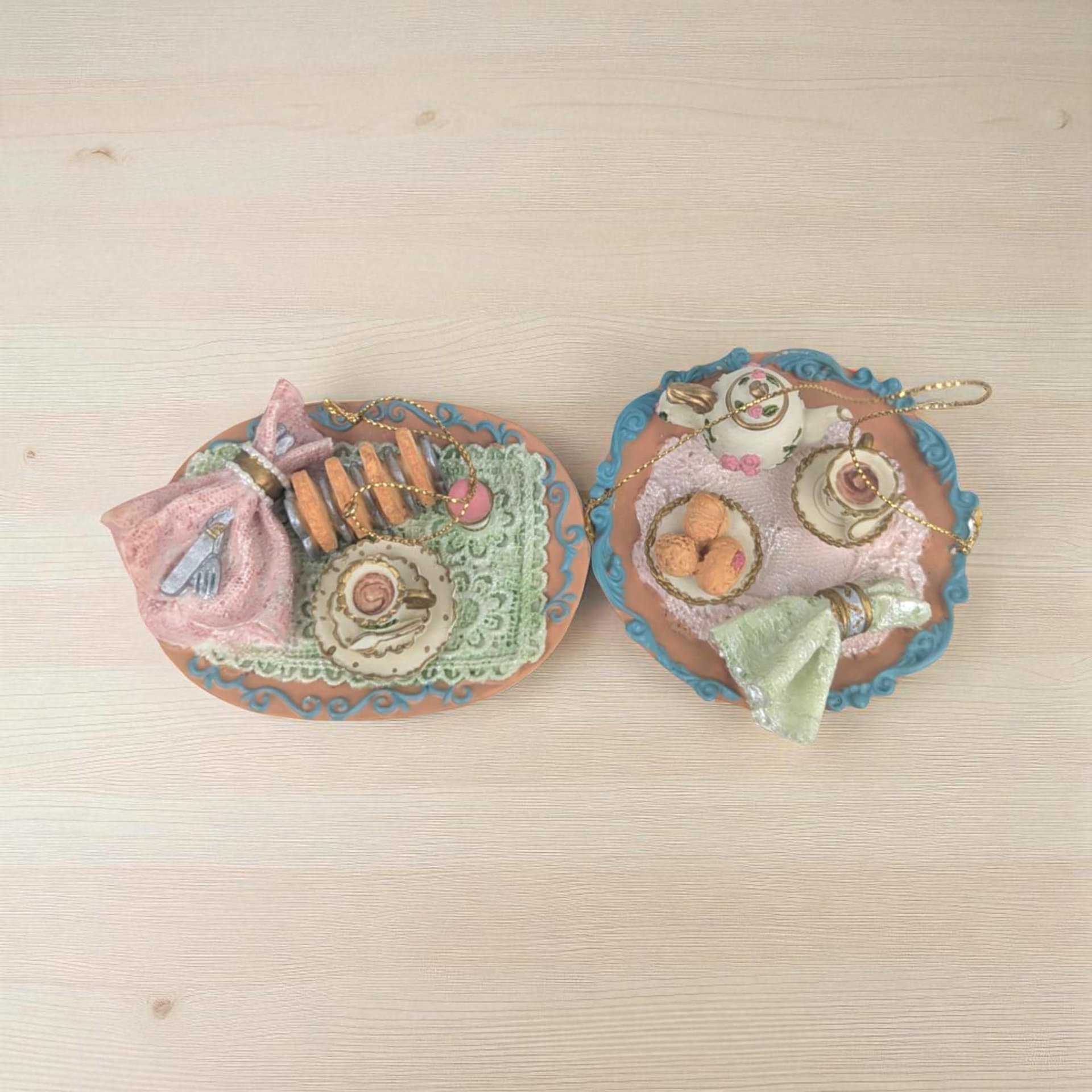 Vintage Resin Picnic & Tea Party Ornament Set: Miniature Food Decor