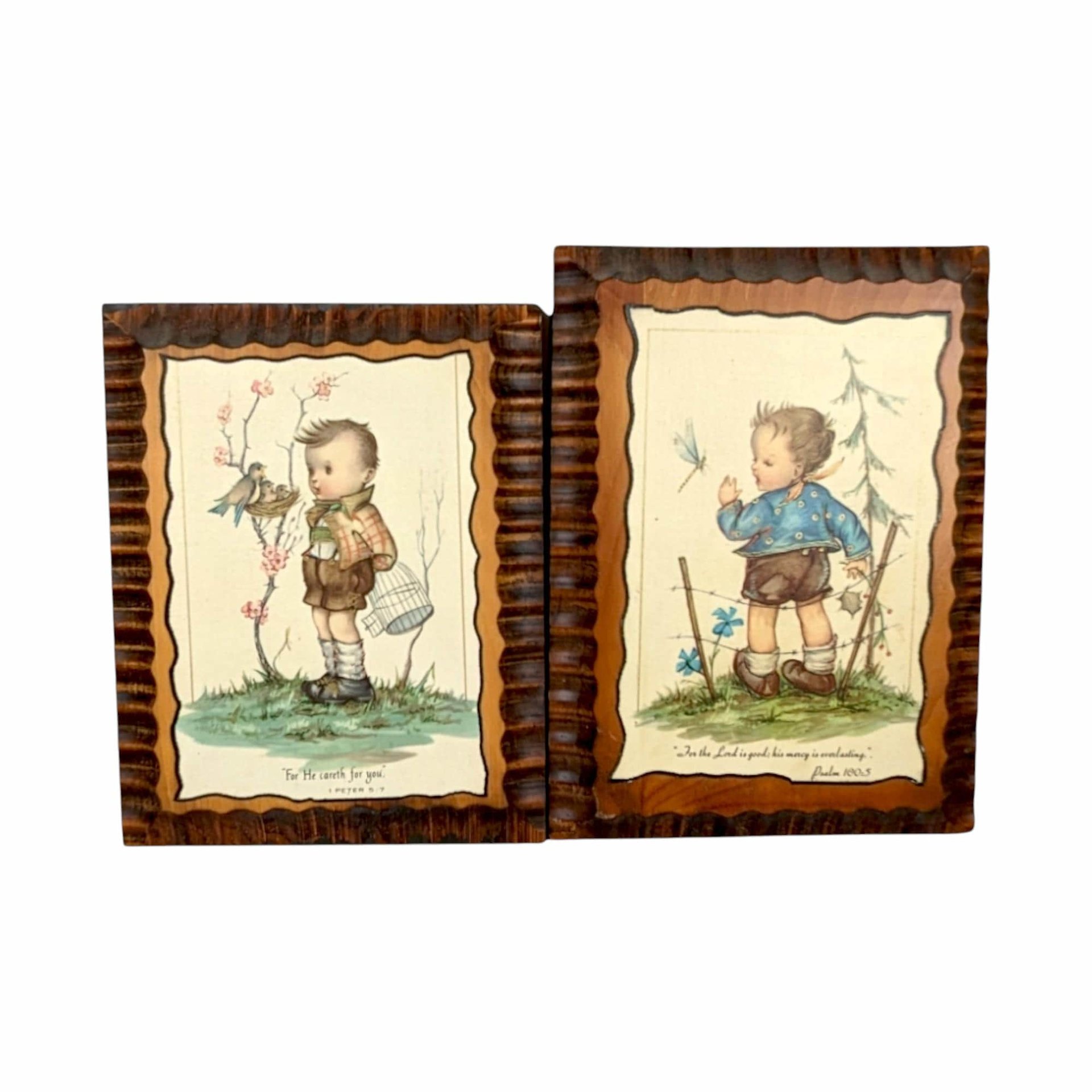 Vintage Wood Wall Plaques: Psalms & Peter, Children's Religious Decor