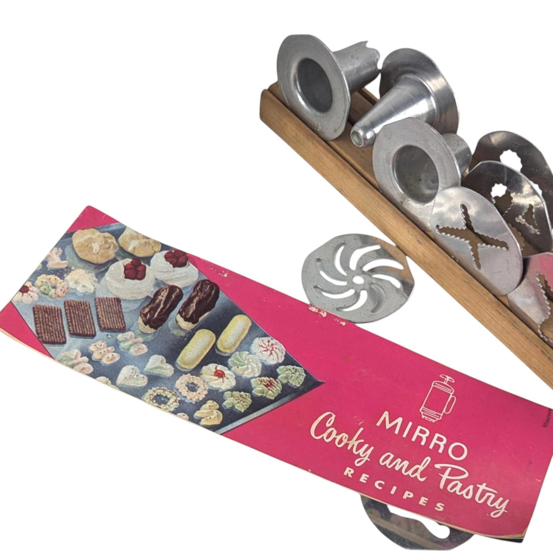 Vintage Mirro Cooky Press Set: Mid-Century Spritz Cookie Maker