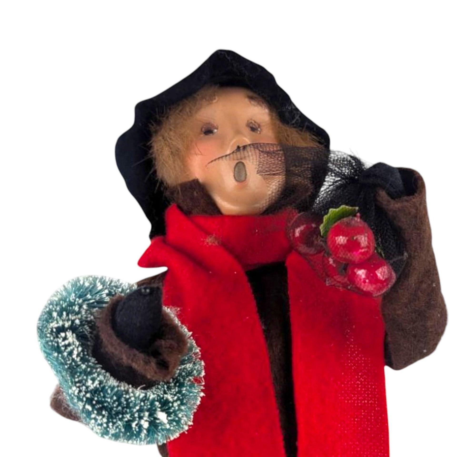 Vintage Byers' Choice Caroler: 1998 Street Vendor Woman with Wreath