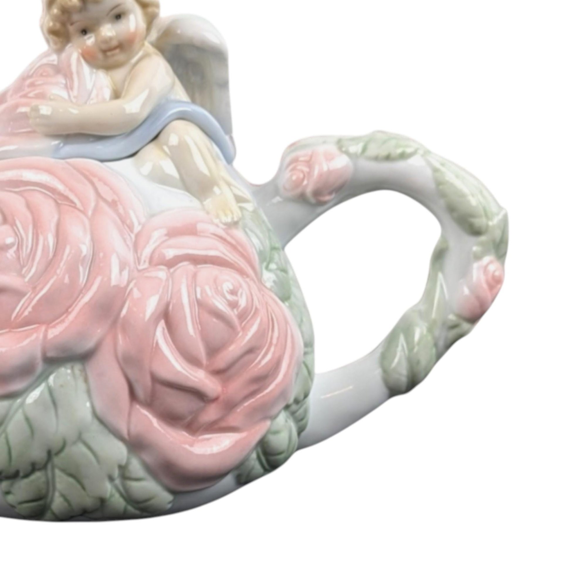 Vintage Avon Cherub Teapot: Porcelain Rose Angel Teapot
