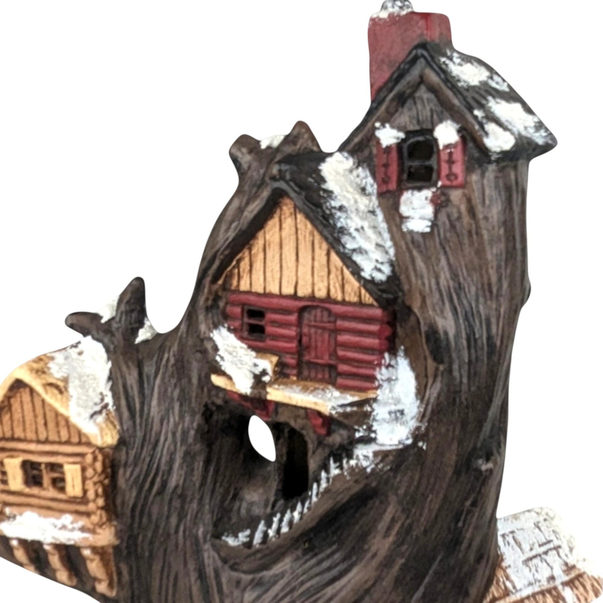 Vintage Handpainted Ceramic Halloween Treehouse Light: Spooky Lit Decor
