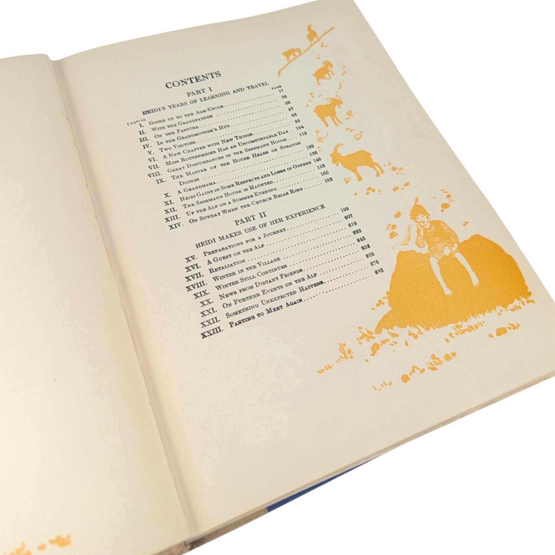 1919 Antique Heidi Book: Lippincott Edition, Maria L Kirk Illustrations