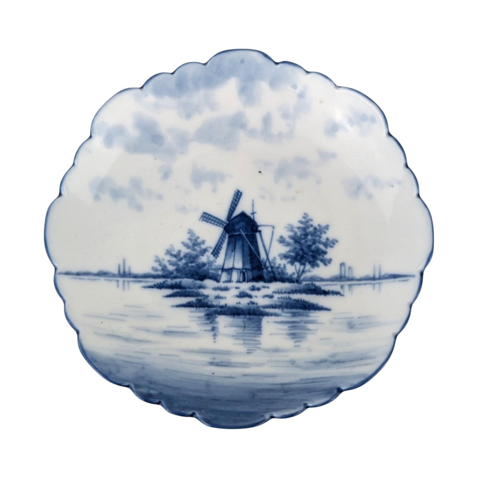 Vintage Delft Blue Shoe Ashtray & Windmill Plate: Hand-Painted Ceramic Decor Set