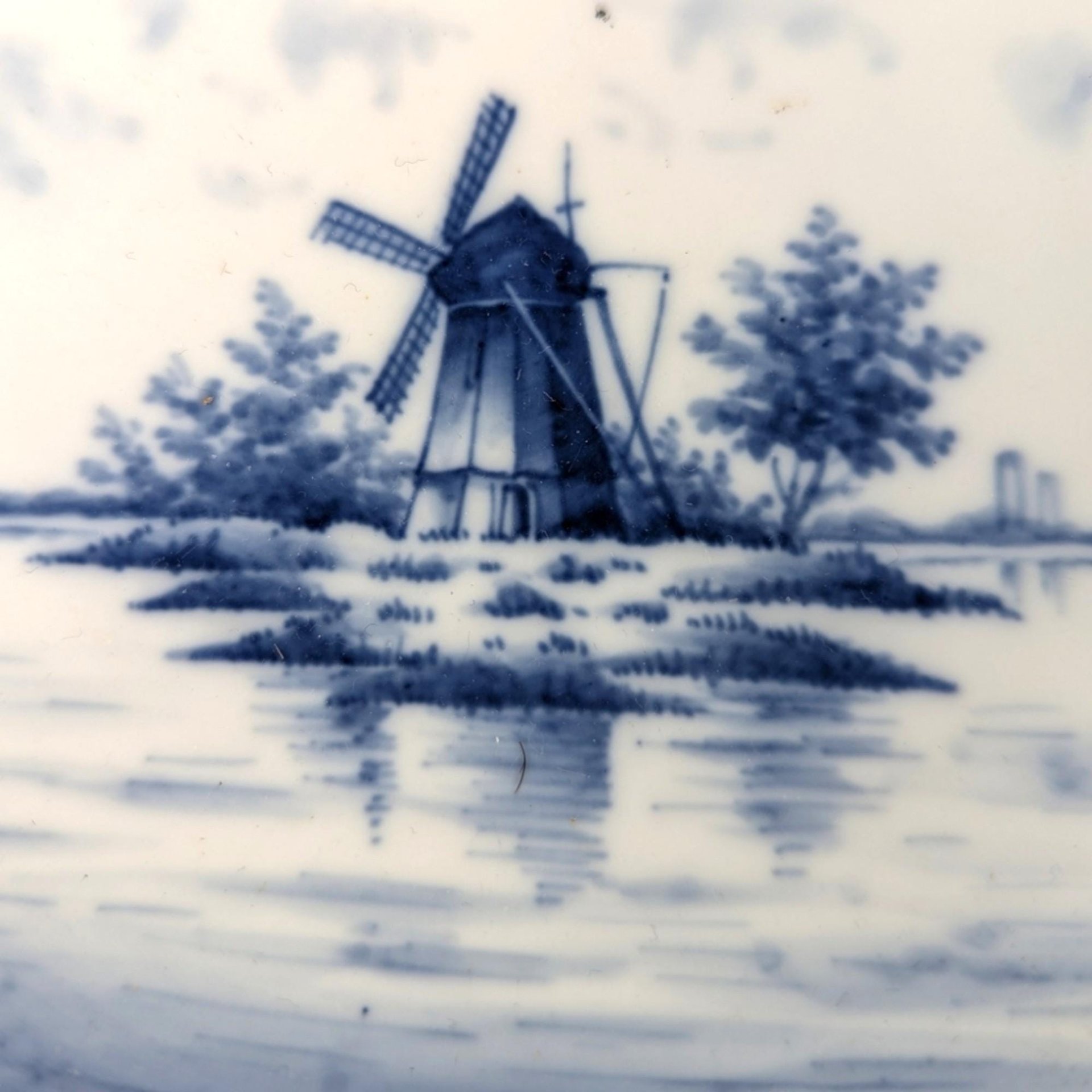 Vintage Delft Blue Shoe Ashtray & Windmill Plate: Hand-Painted Ceramic Decor Set