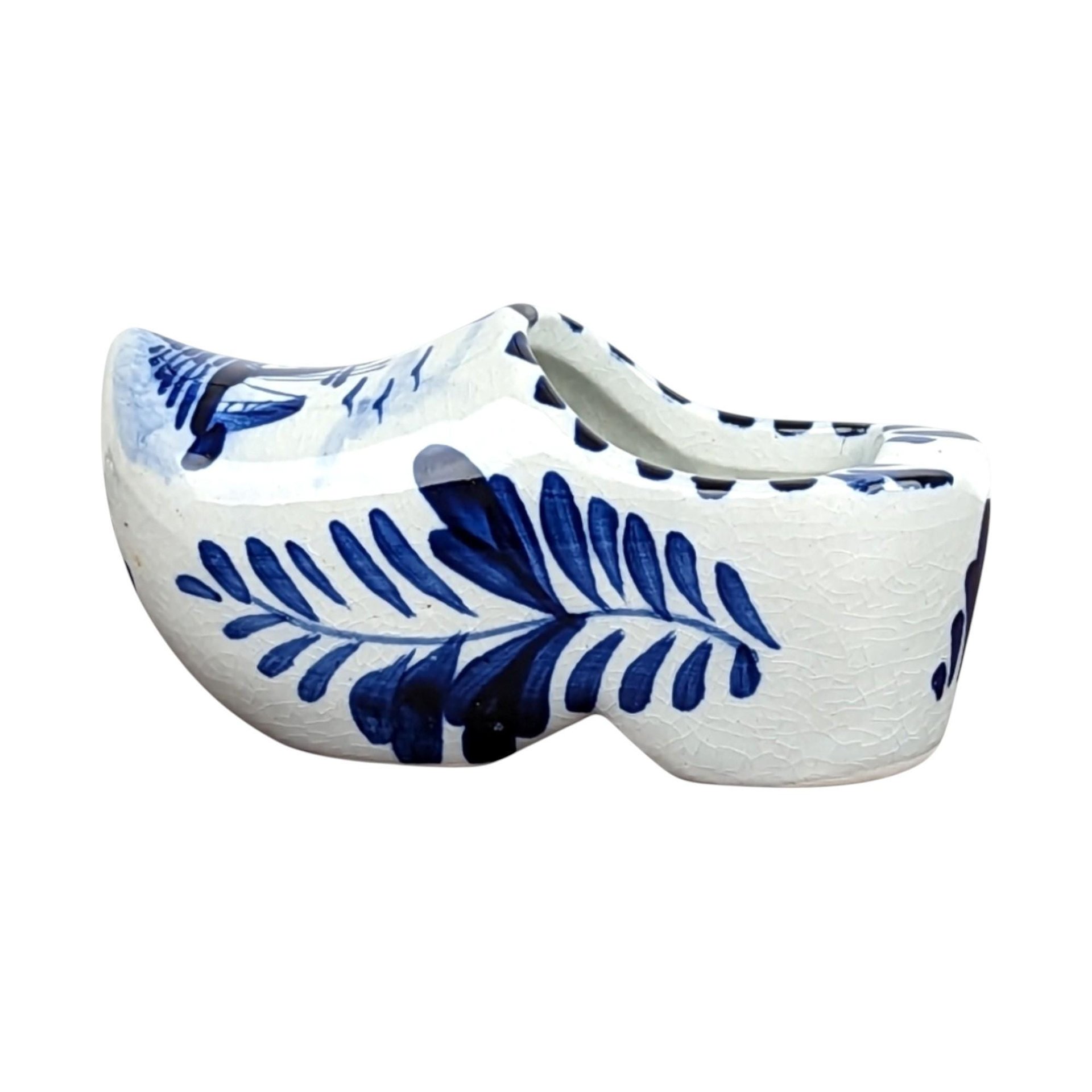 Vintage Delft Blue Shoe Ashtray & Windmill Plate: Hand-Painted Ceramic Decor Set