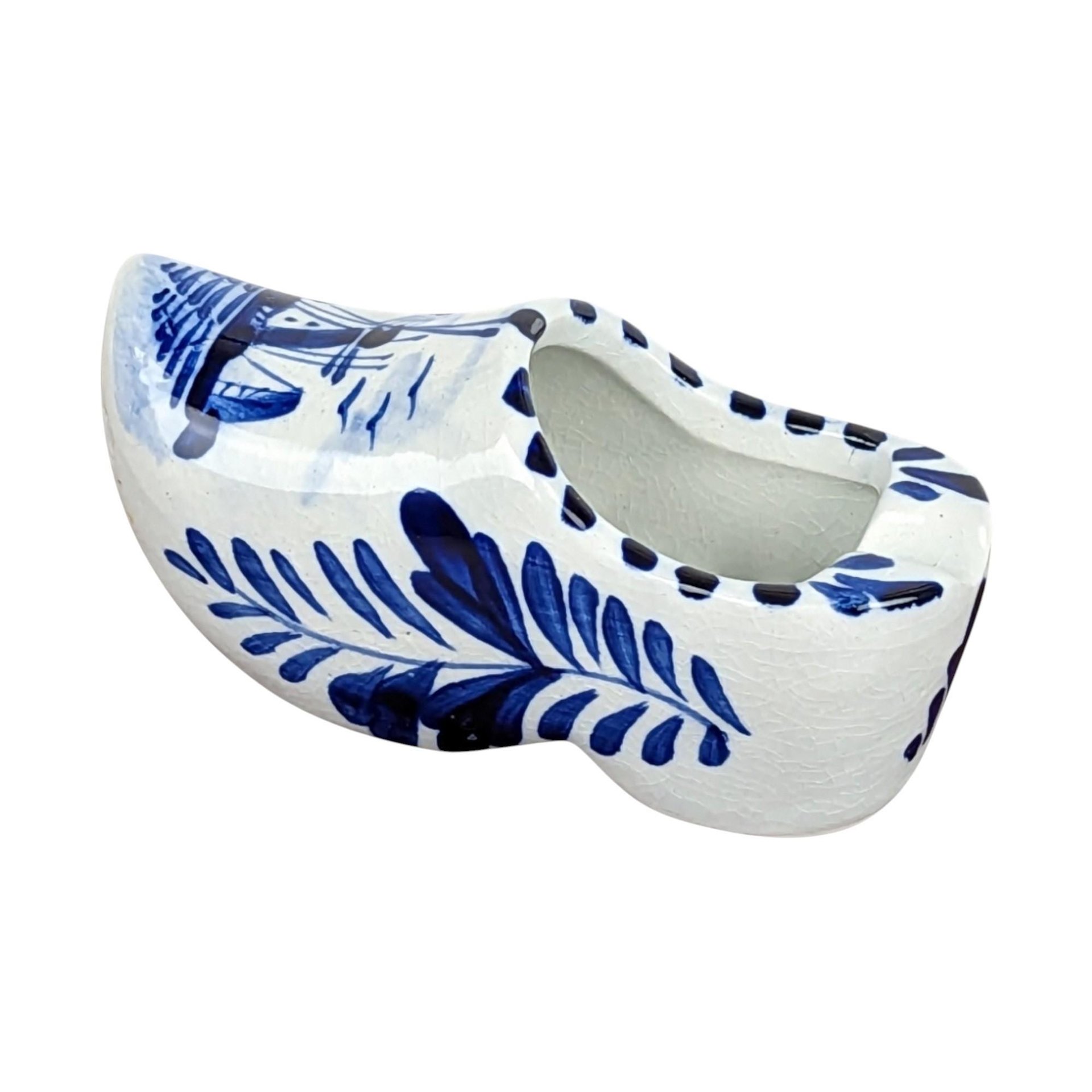 Vintage Delft Blue Shoe Ashtray & Windmill Plate: Hand-Painted Ceramic Decor Set