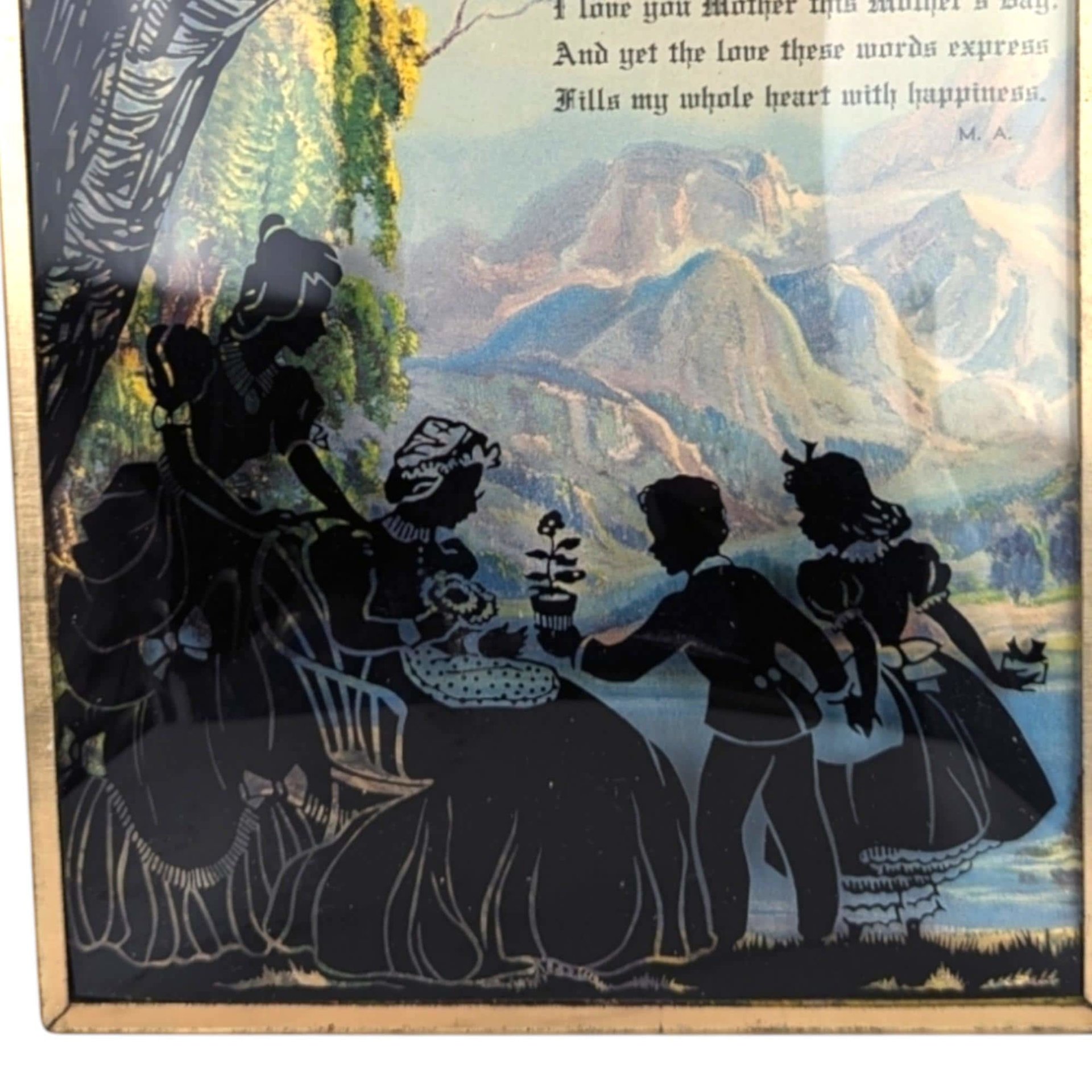 Vintage Mother's Day Silhouette Art Wall Hanging: Bubble Glass Poem