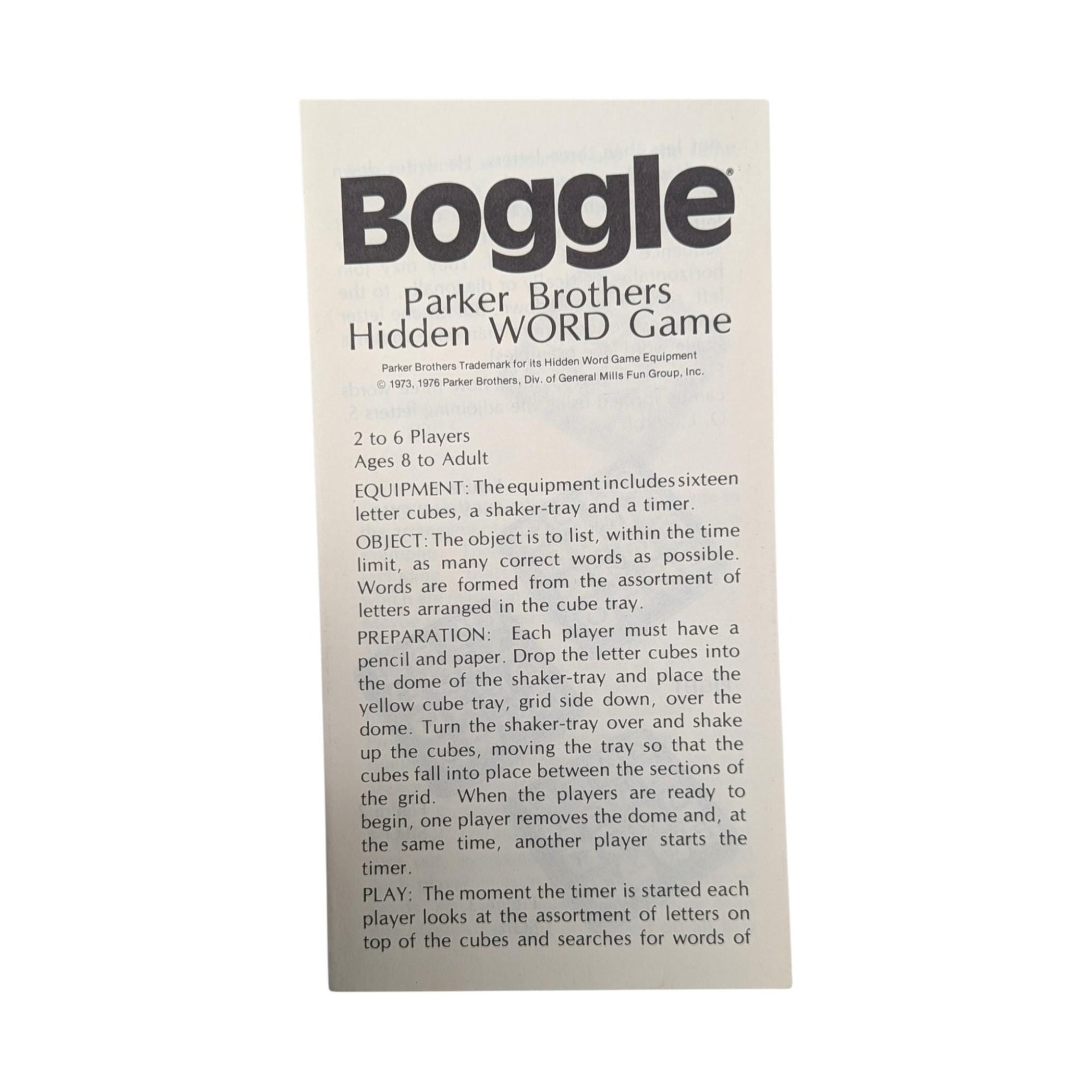 Vintage 1976 Boggle Game with Bonus Travel Edition - Family Word Game