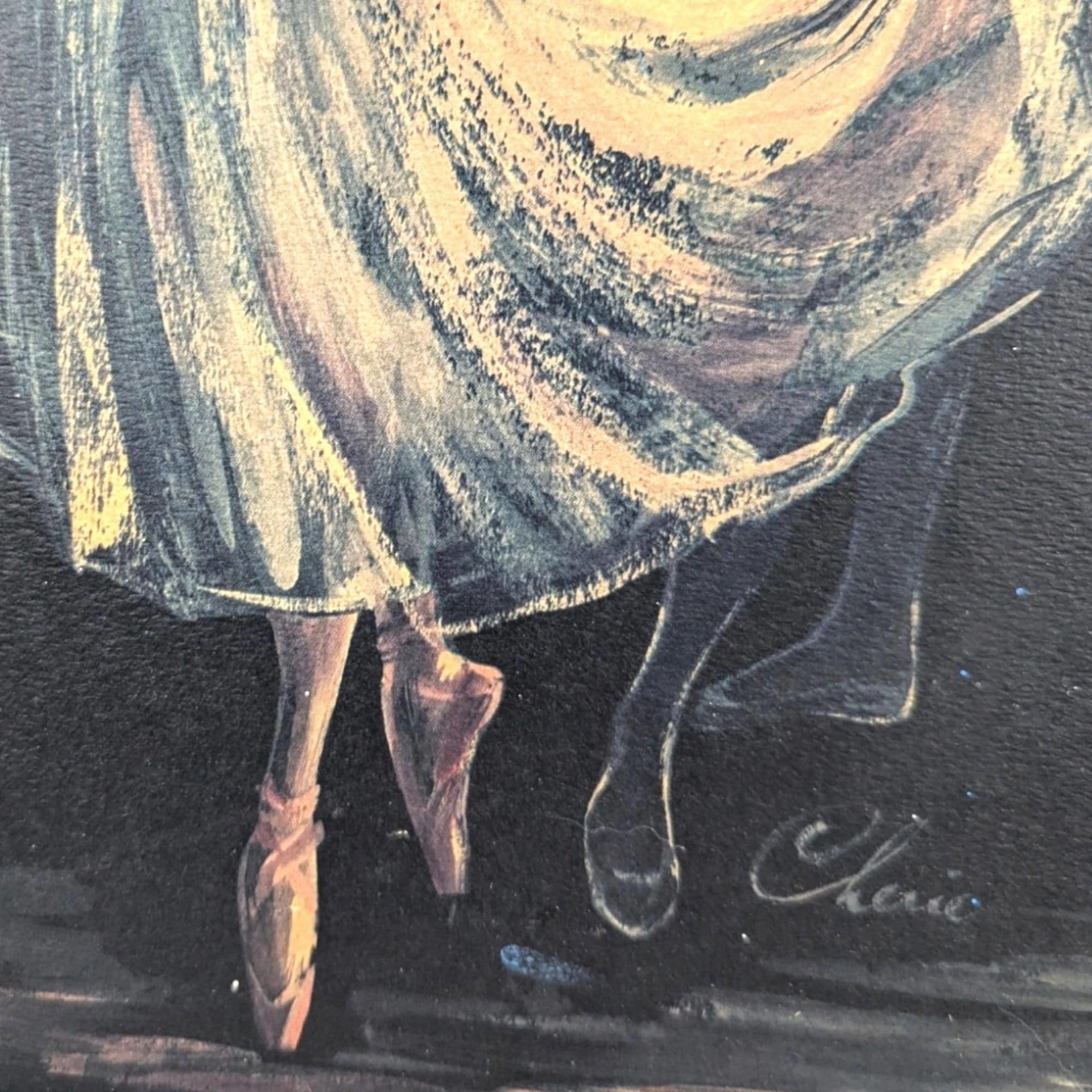 Vintage Framed Ballet Dancers Print by Cherie - Mid-Century Wall Art