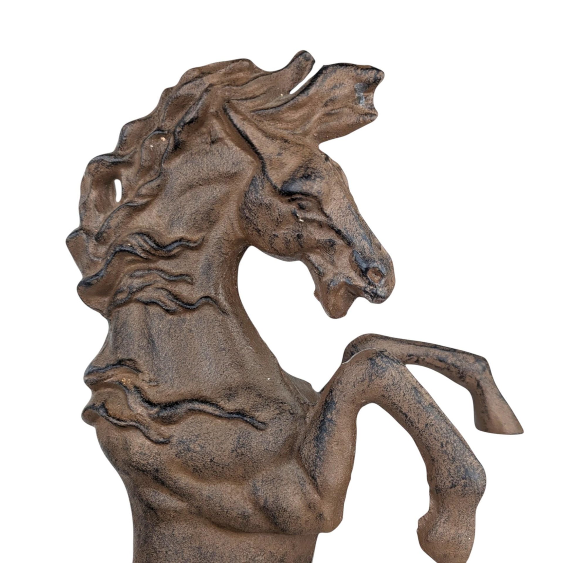 Vintage Cast Iron Rearing Horse Statue: Equestrian Farmhouse Decor
