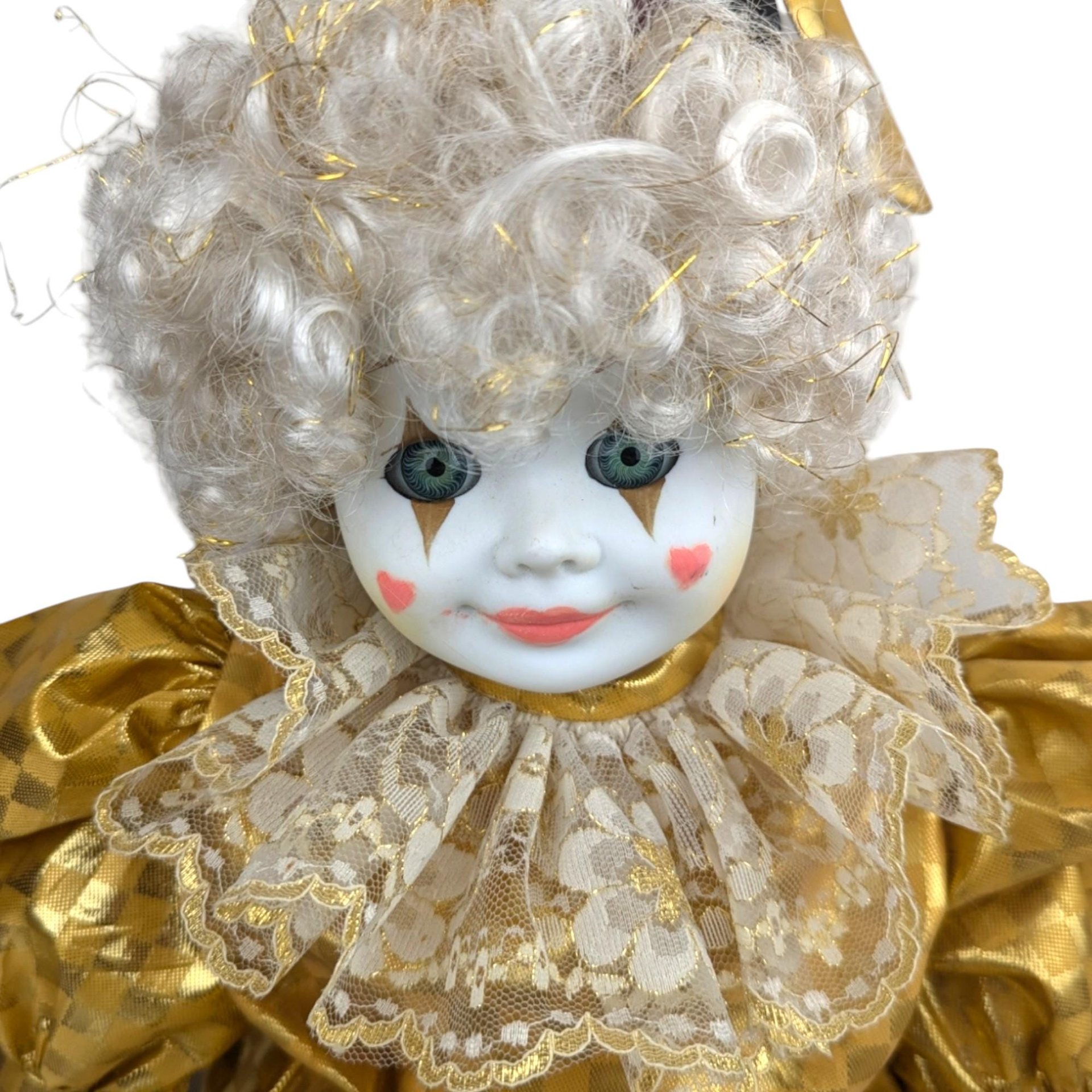1990 Goebel Gold Dust Musical Clown Doll: Porcelain Collectible