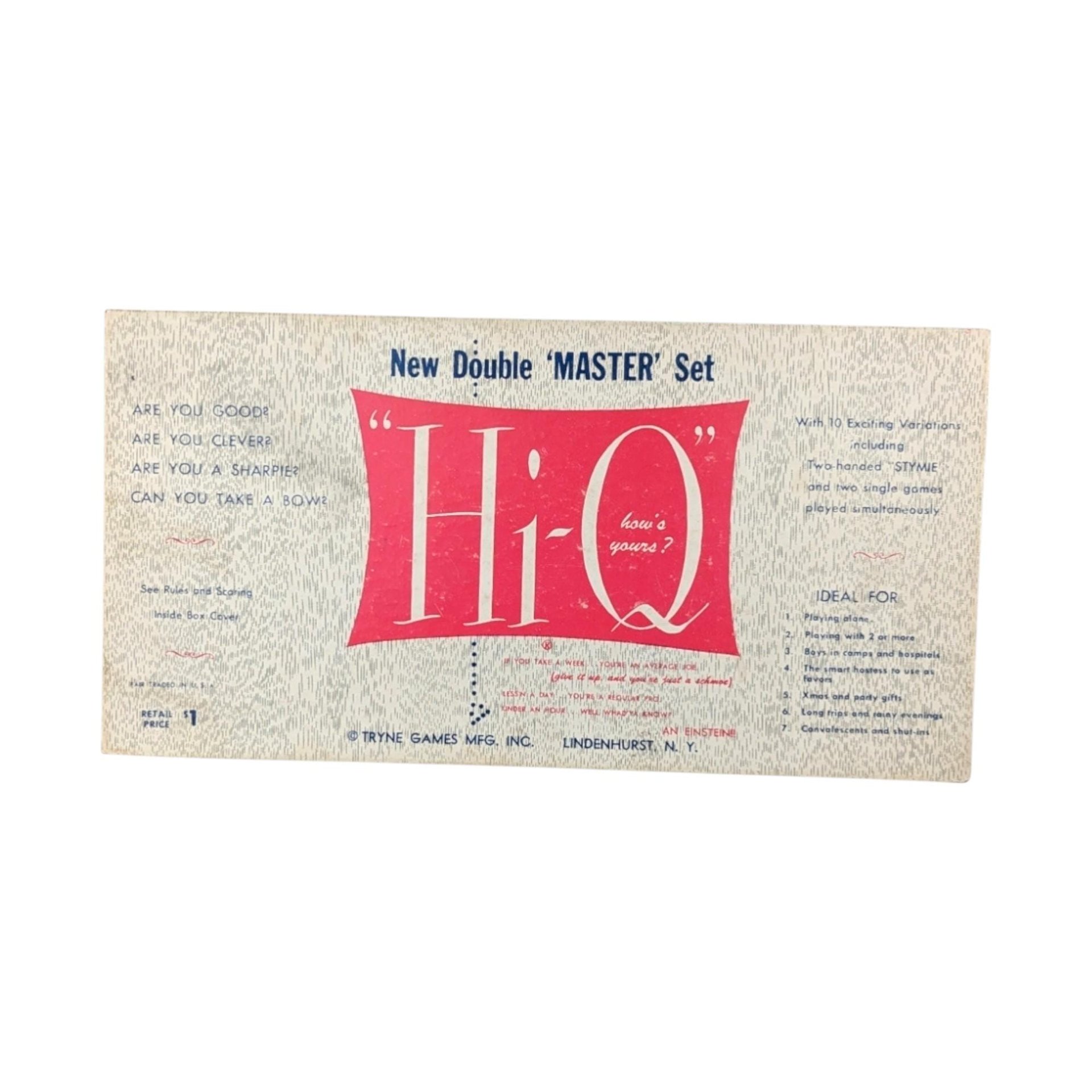 Vintage Hi-Q Double Master Set: 1950s Tryne Games Brain Teaser