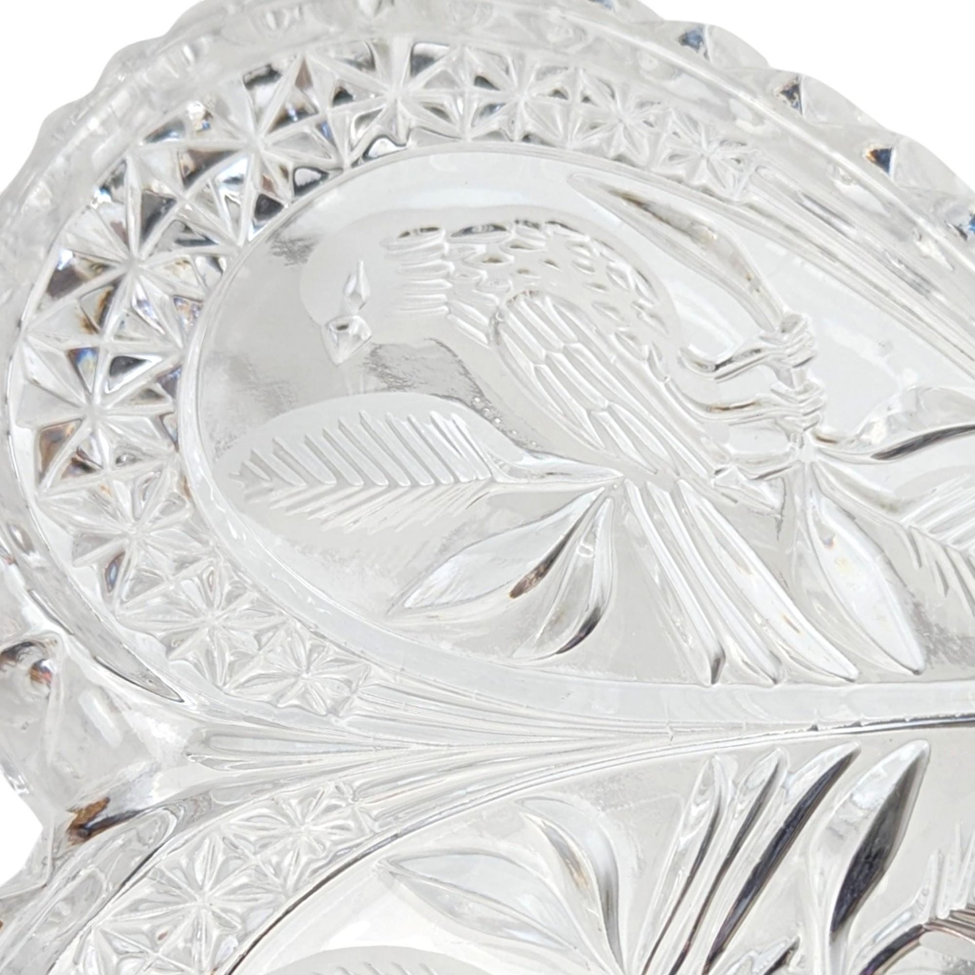 Vintage Hofbauer Byrdes Crystal Heart Dish: Lovebirds Design