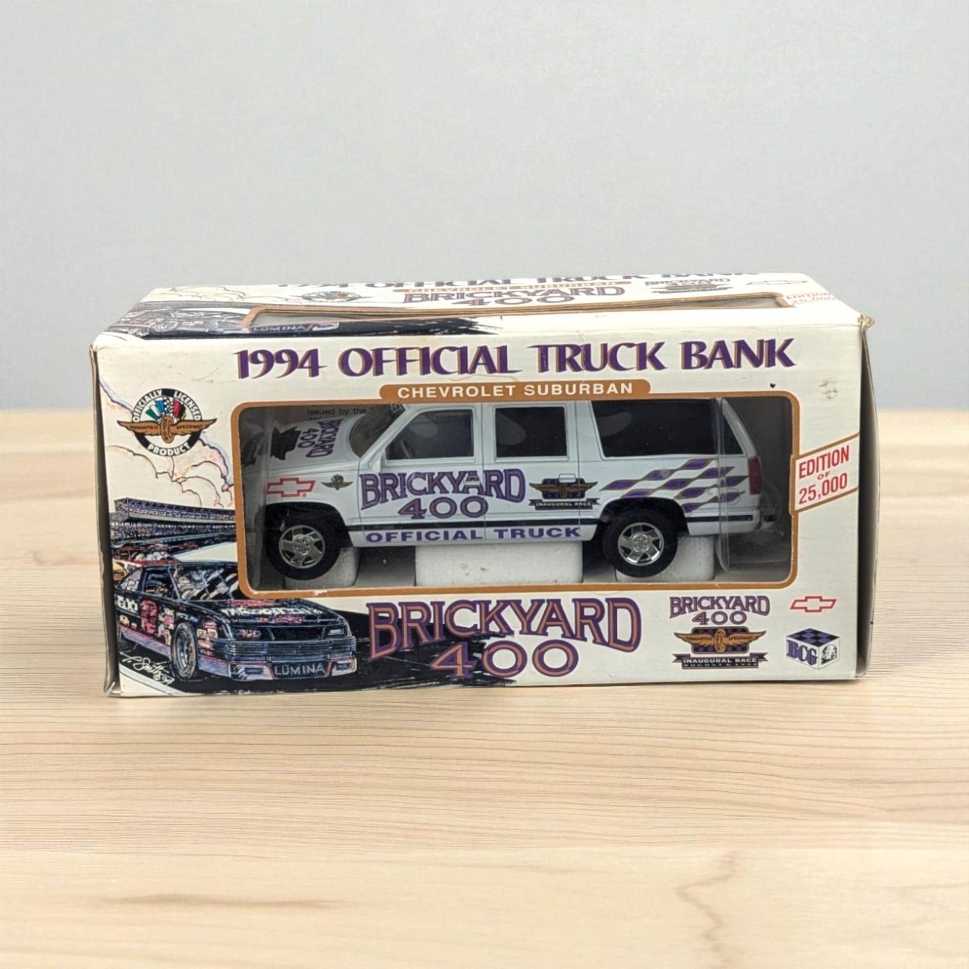 Vintage 1994 Chevrolet Suburban Truck Bank: Brookfield Brickyard 400 NASCAR Diecast