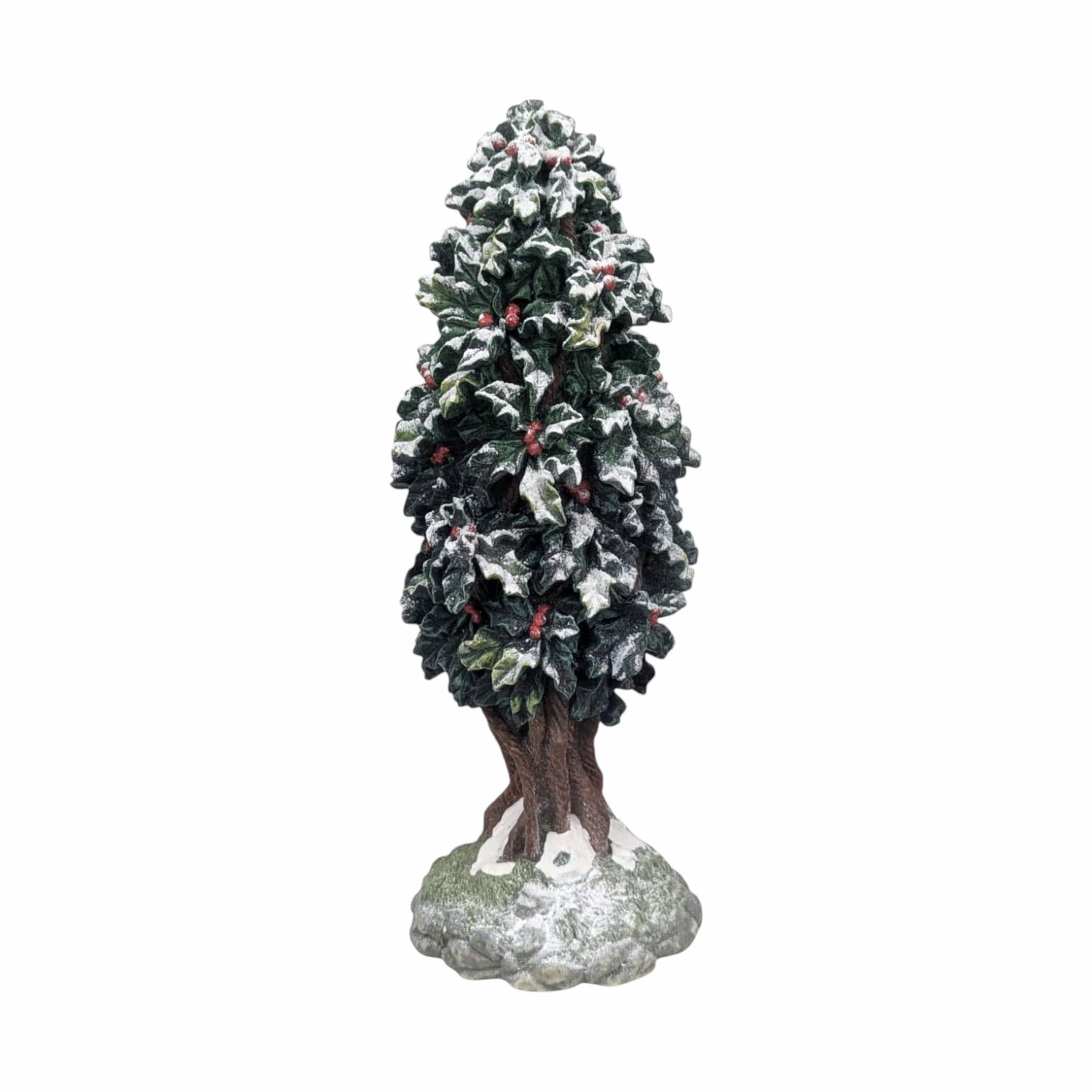 Vintage Dept 56 Holly Tree Figurine: 7" Christmas Village Accessory
