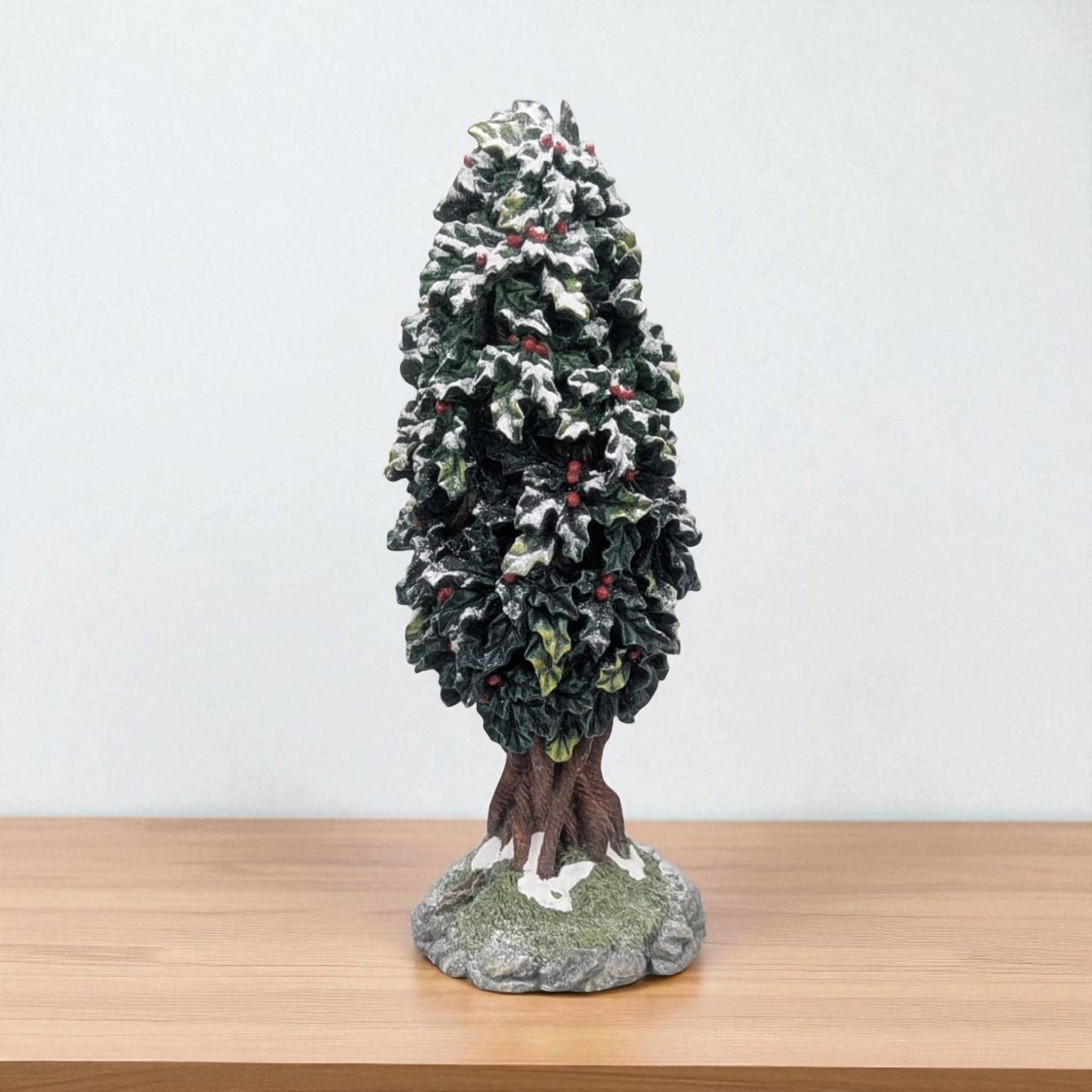 Vintage Dept 56 Holly Tree Figurine: 7" Christmas Village Accessory